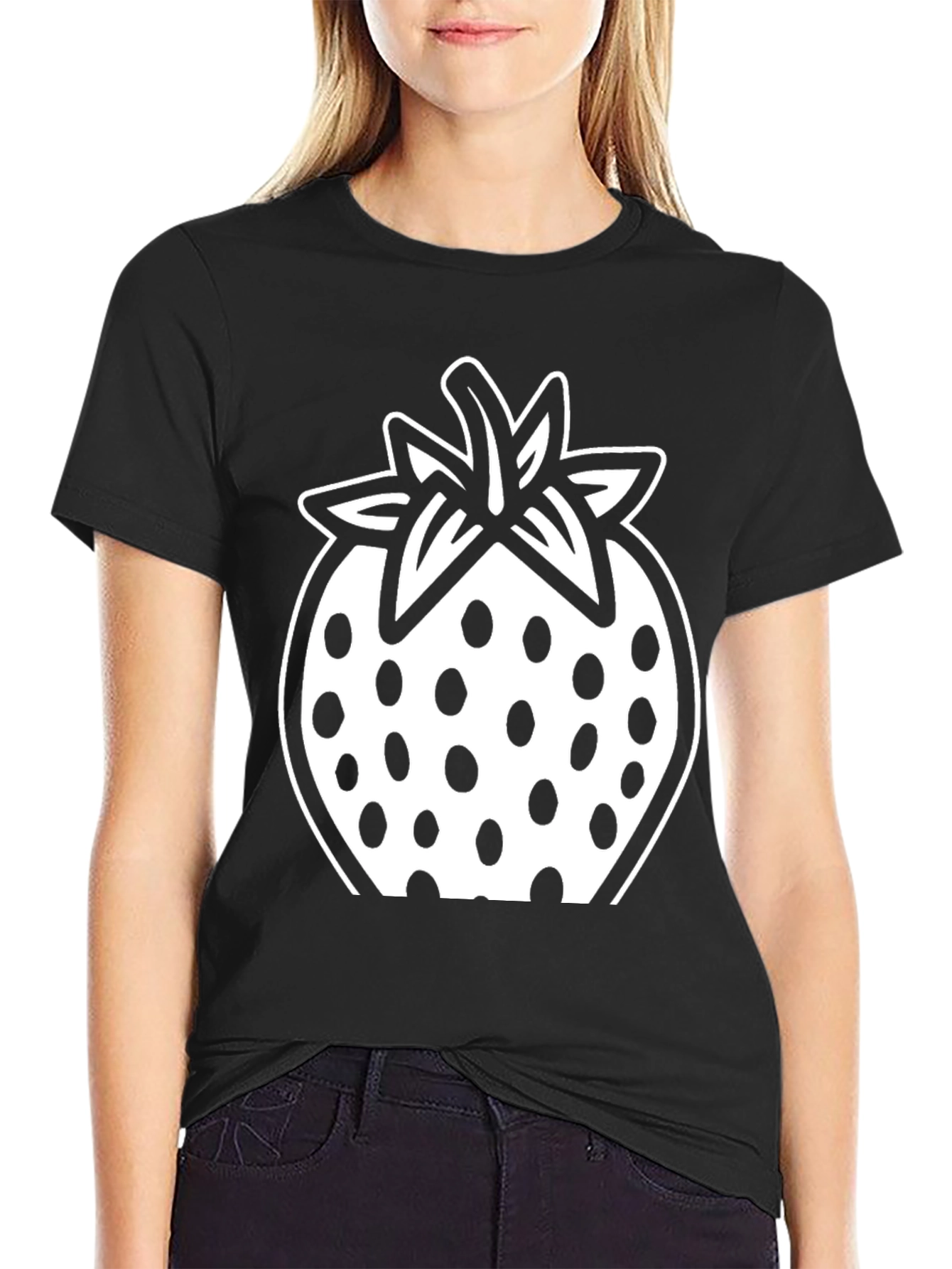 Strawberry Graphic Black T-Shirt - Casual Comfort