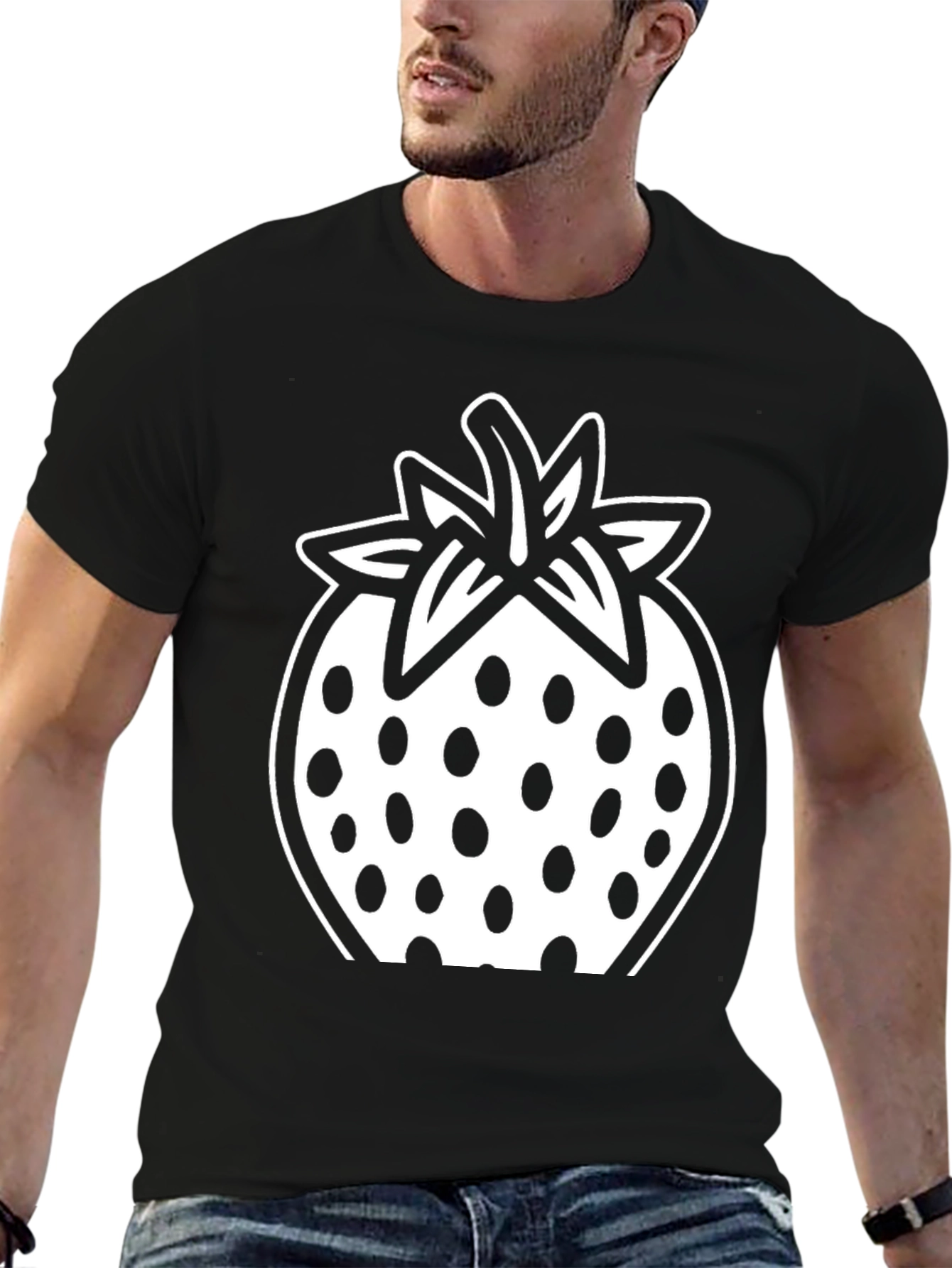 Strawberry Graphic Black T-Shirt - Casual Comfort
