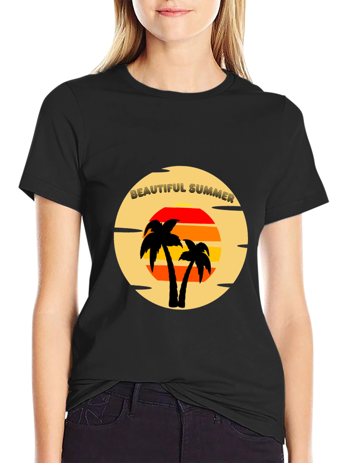 Beautiful Summer T-Shirt - Tropical Palm Tree Sunset