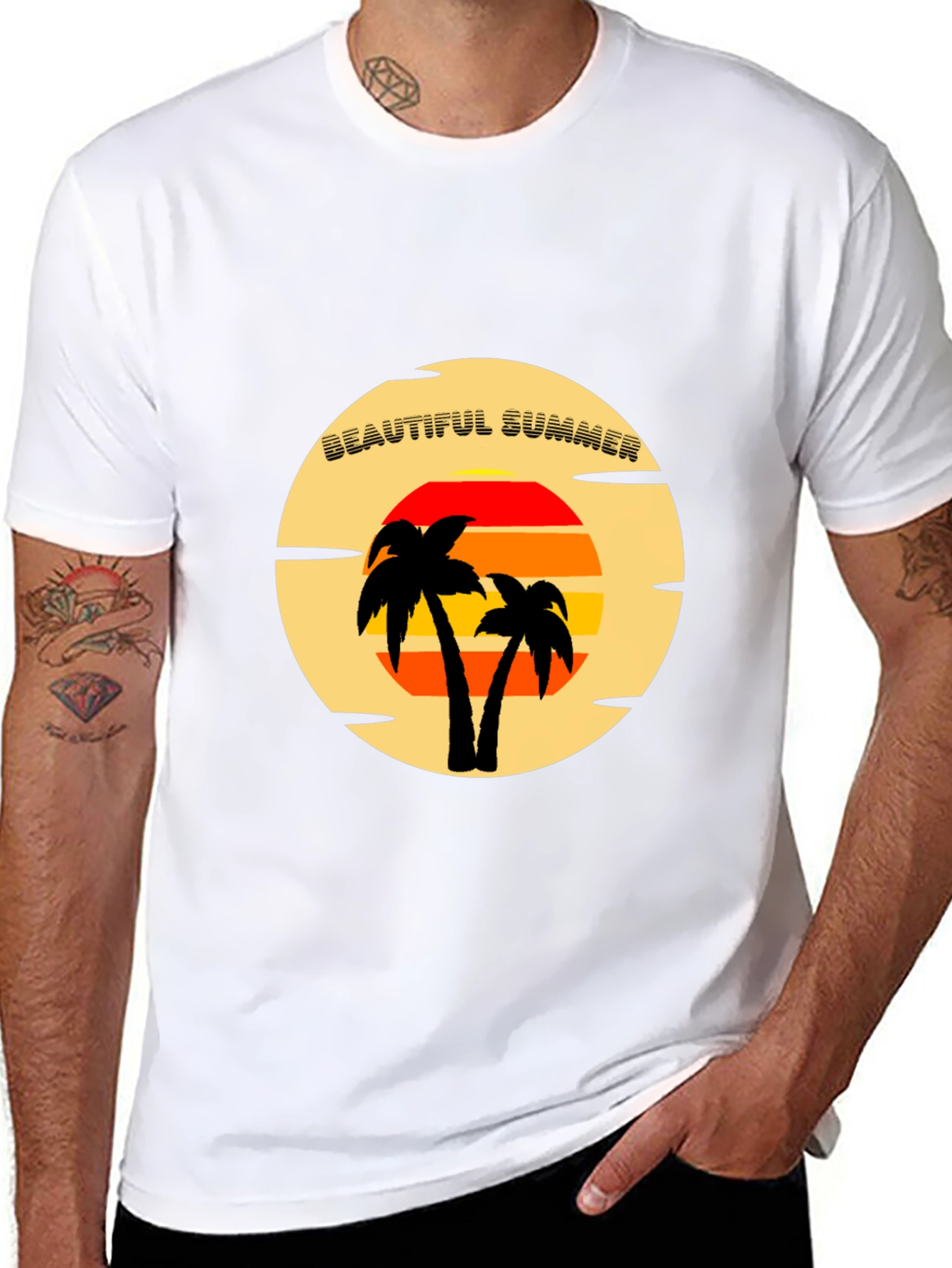 Beautiful Summer T-Shirt - Tropical Palm Tree Sunset