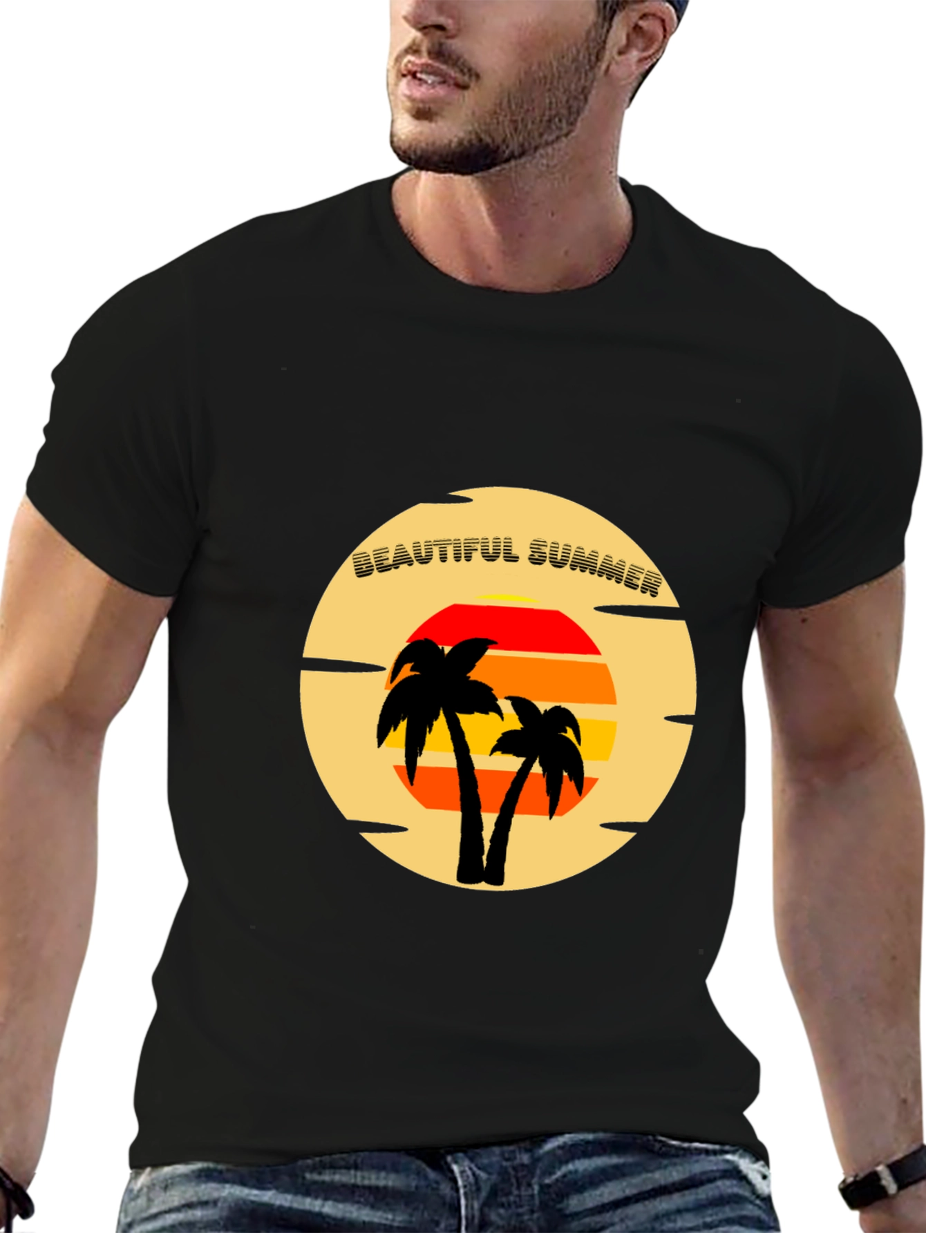 Beautiful Summer T-Shirt - Tropical Palm Tree Sunset