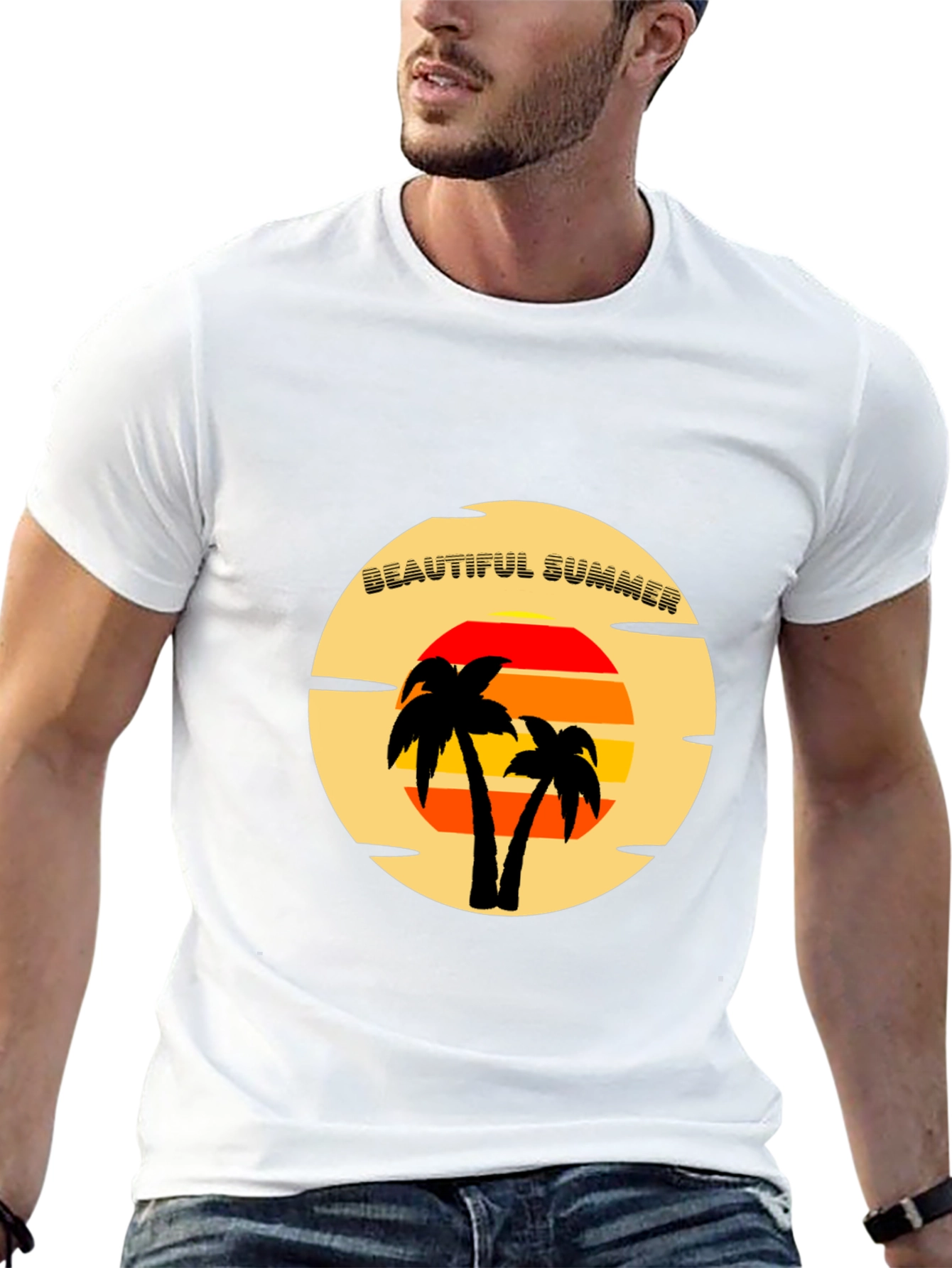 Beautiful Summer T-Shirt - Tropical Palm Tree Sunset