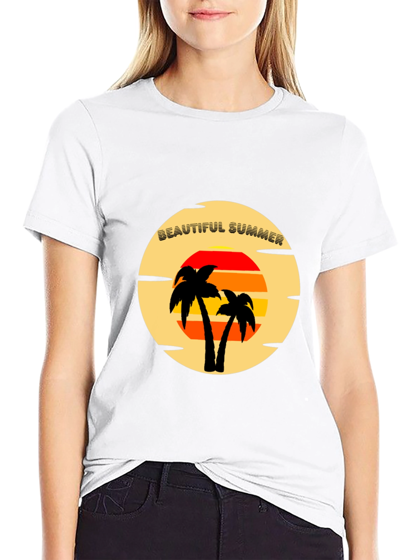 Beautiful Summer T-Shirt - Tropical Palm Tree Sunset