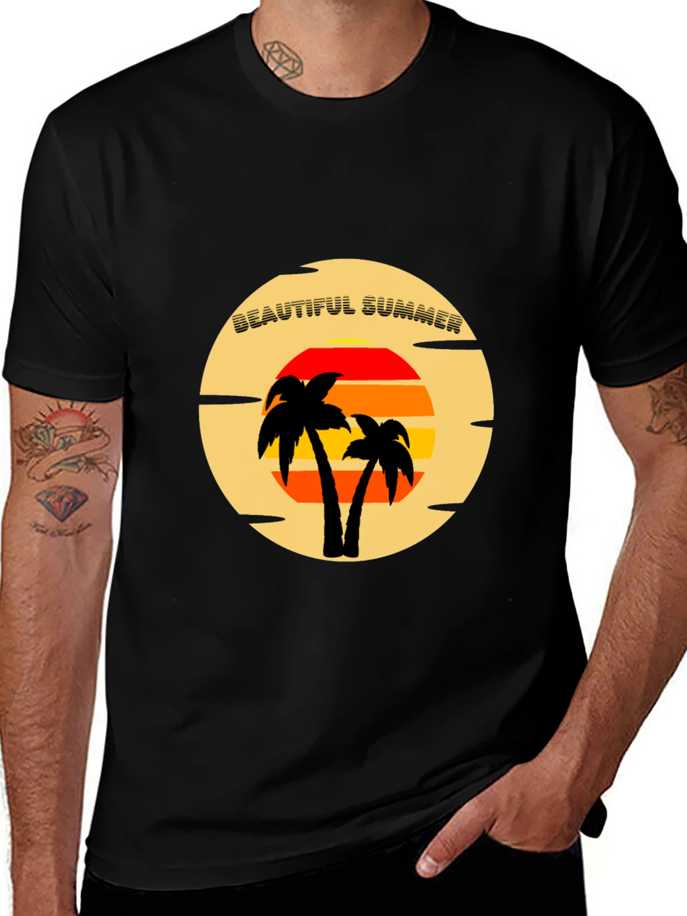 Beautiful Summer T-Shirt - Tropical Palm Tree Sunset