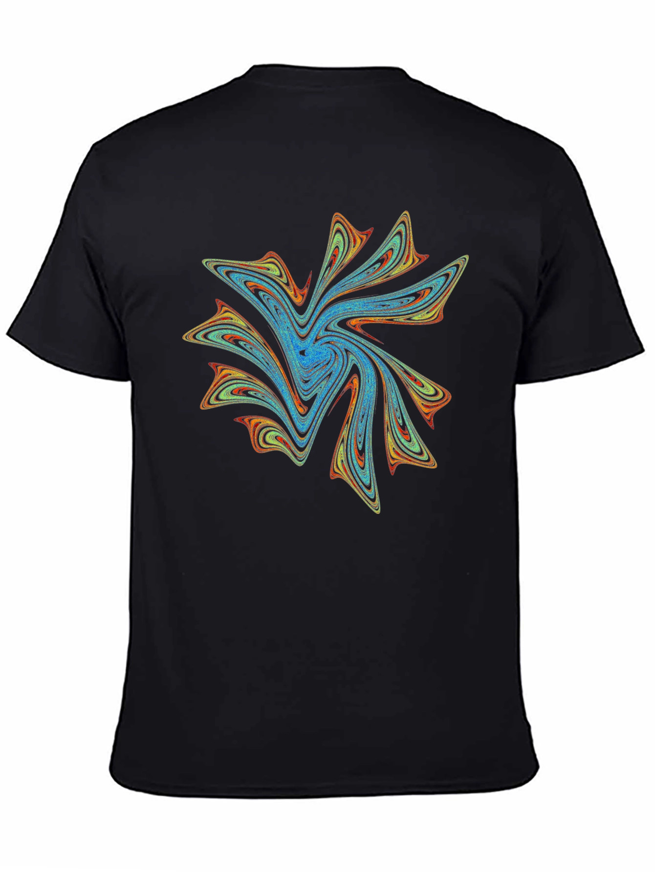 Vibrant Abstract Swirl Graphic Print Black T-Shirt