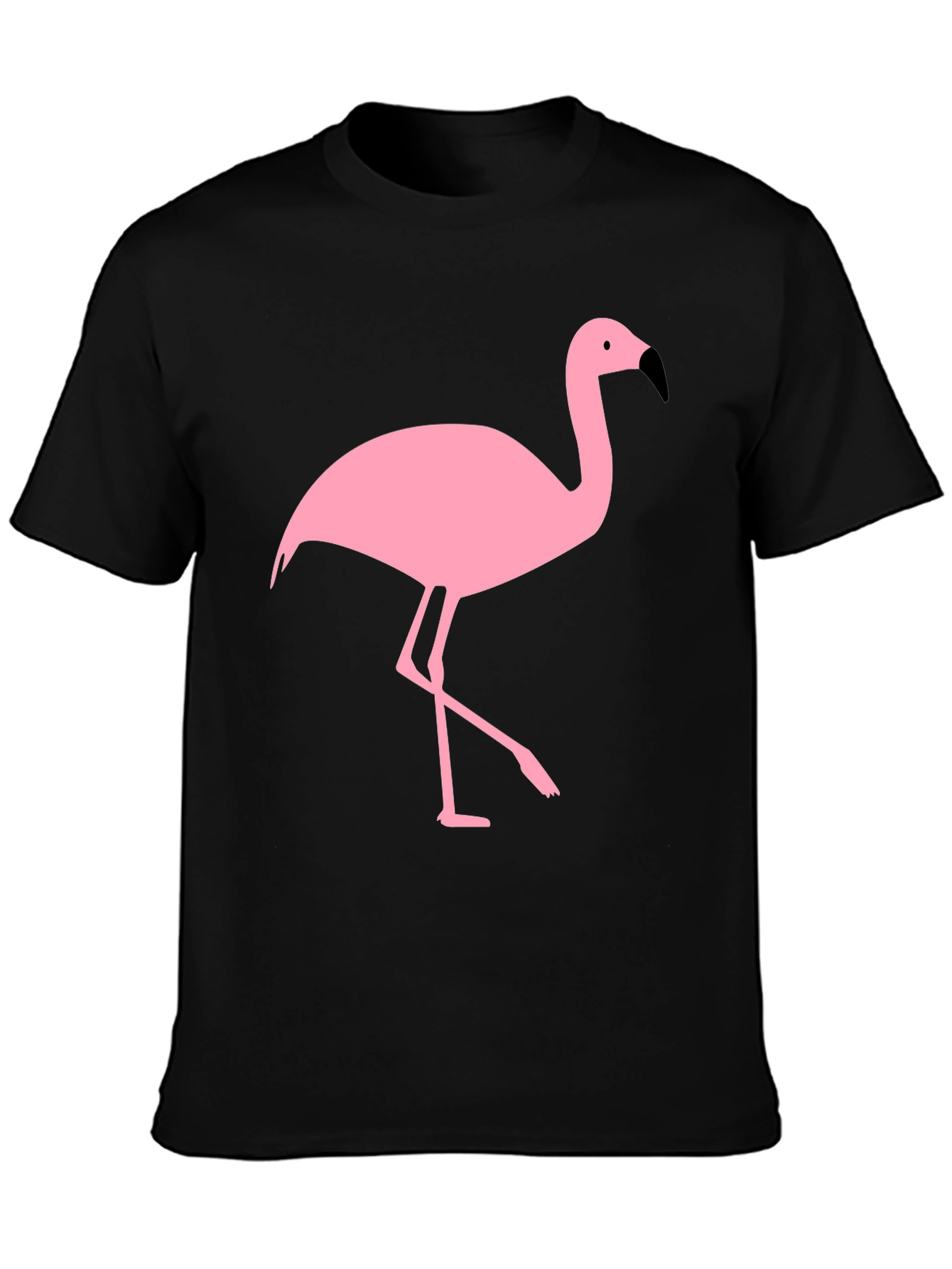 Black T-Shirt with Pink Flamingo Graphic