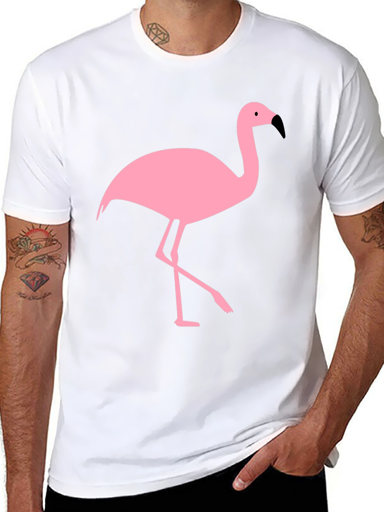 Black T-Shirt with Pink Flamingo Graphic
