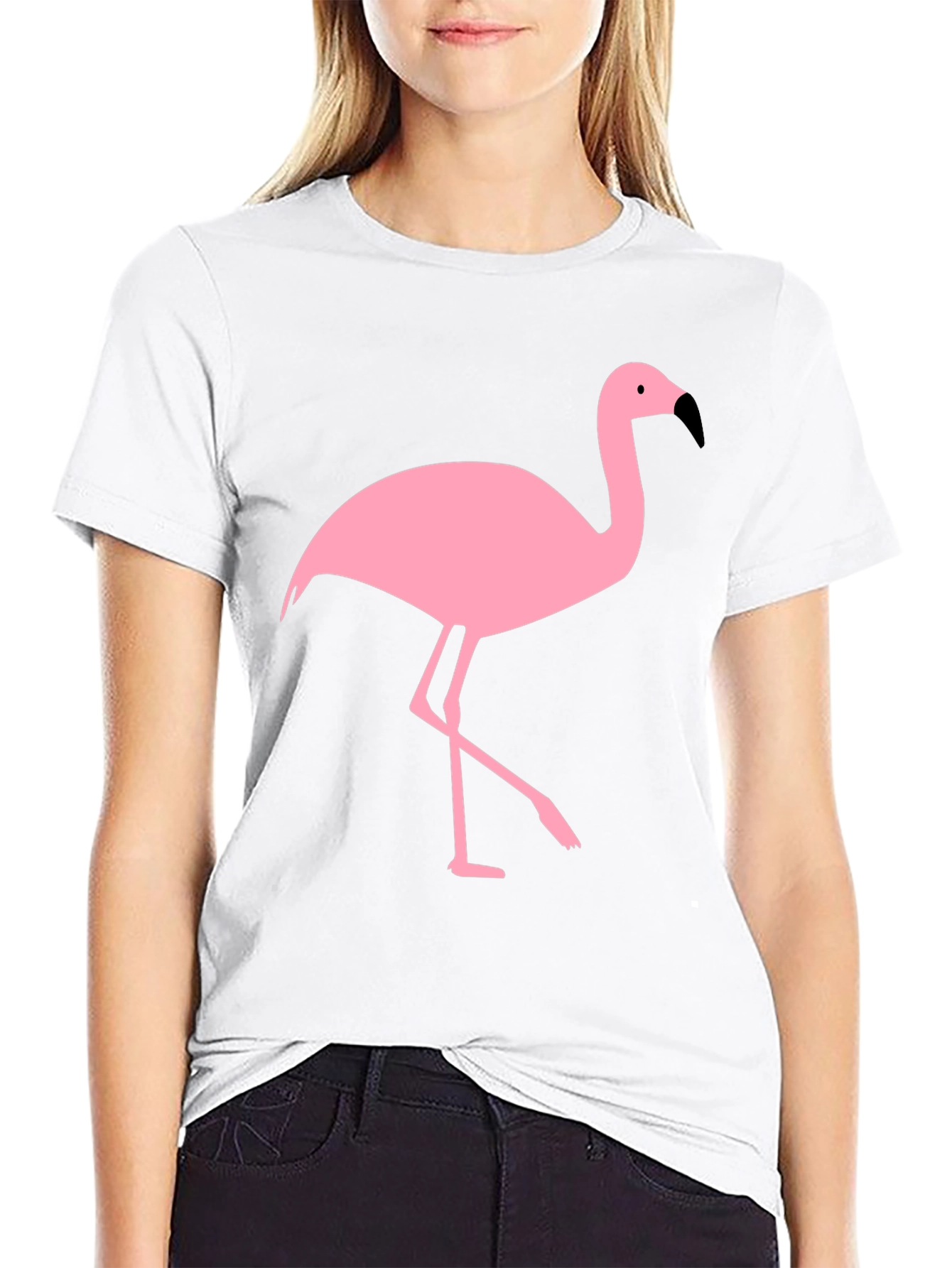Black T-Shirt with Pink Flamingo Graphic