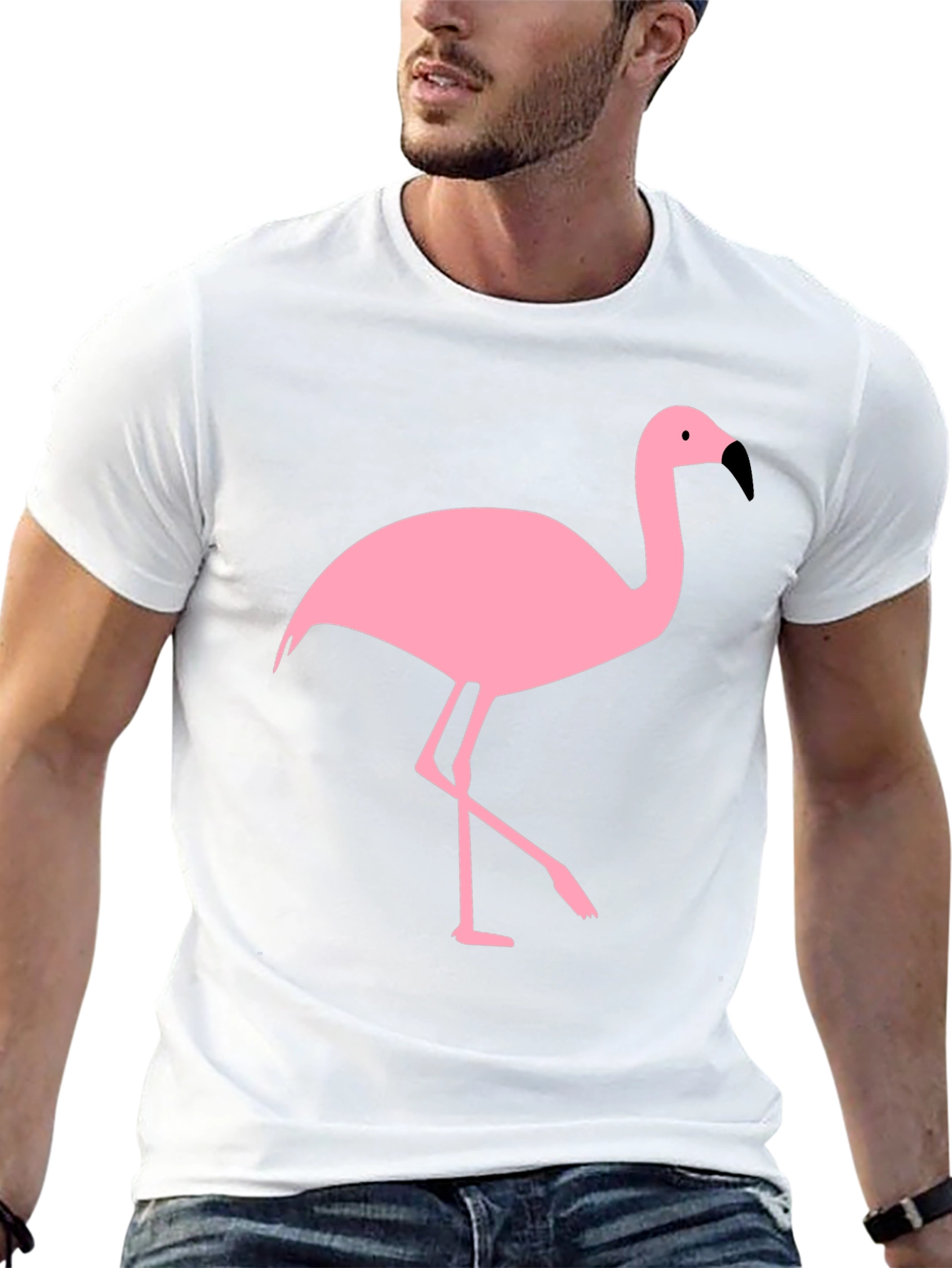 Black T-Shirt with Pink Flamingo Graphic