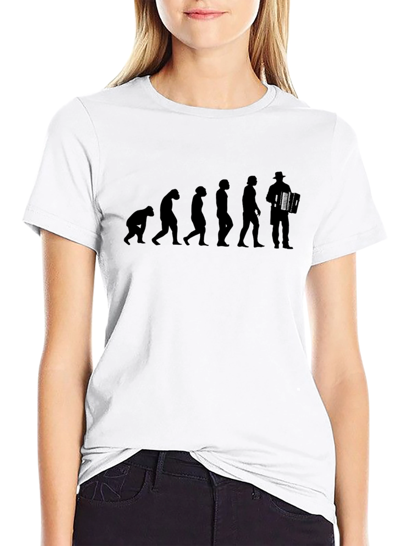 Evolution of Accordion Player T-Shirt