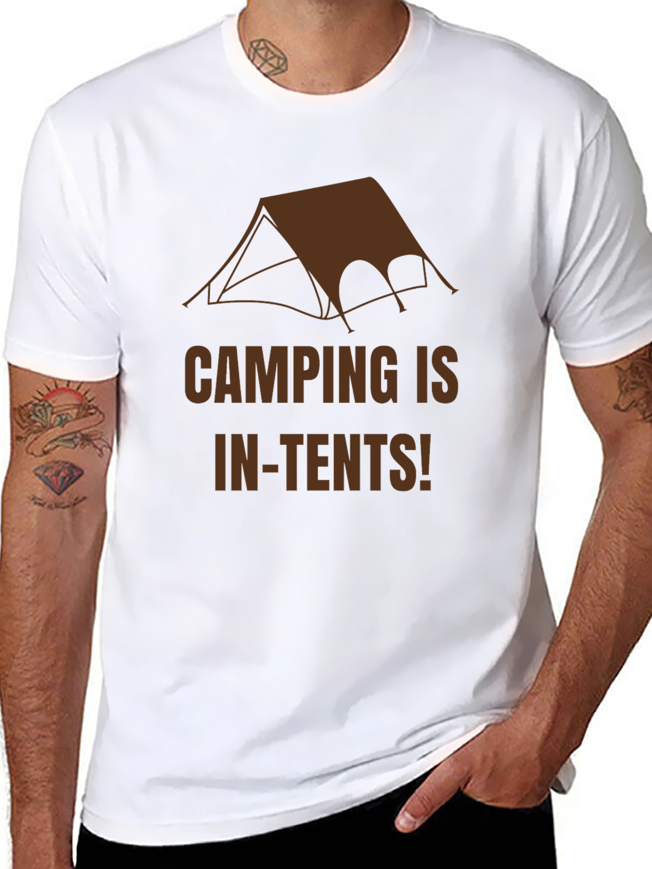 Camping In-Tents Graphic Tee - Black Cotton T-Shirt