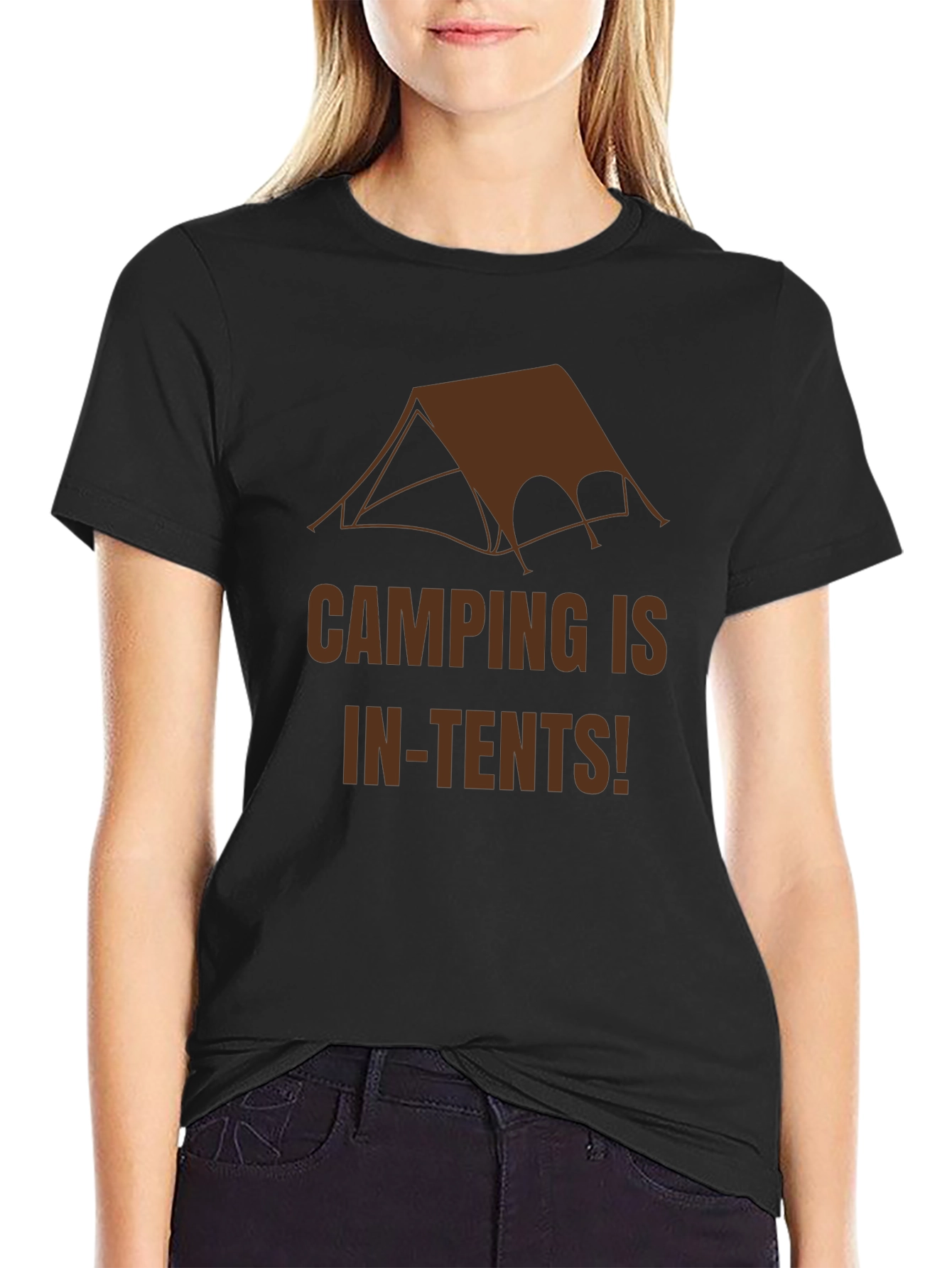 Camping In-Tents Graphic Tee - Black Cotton T-Shirt