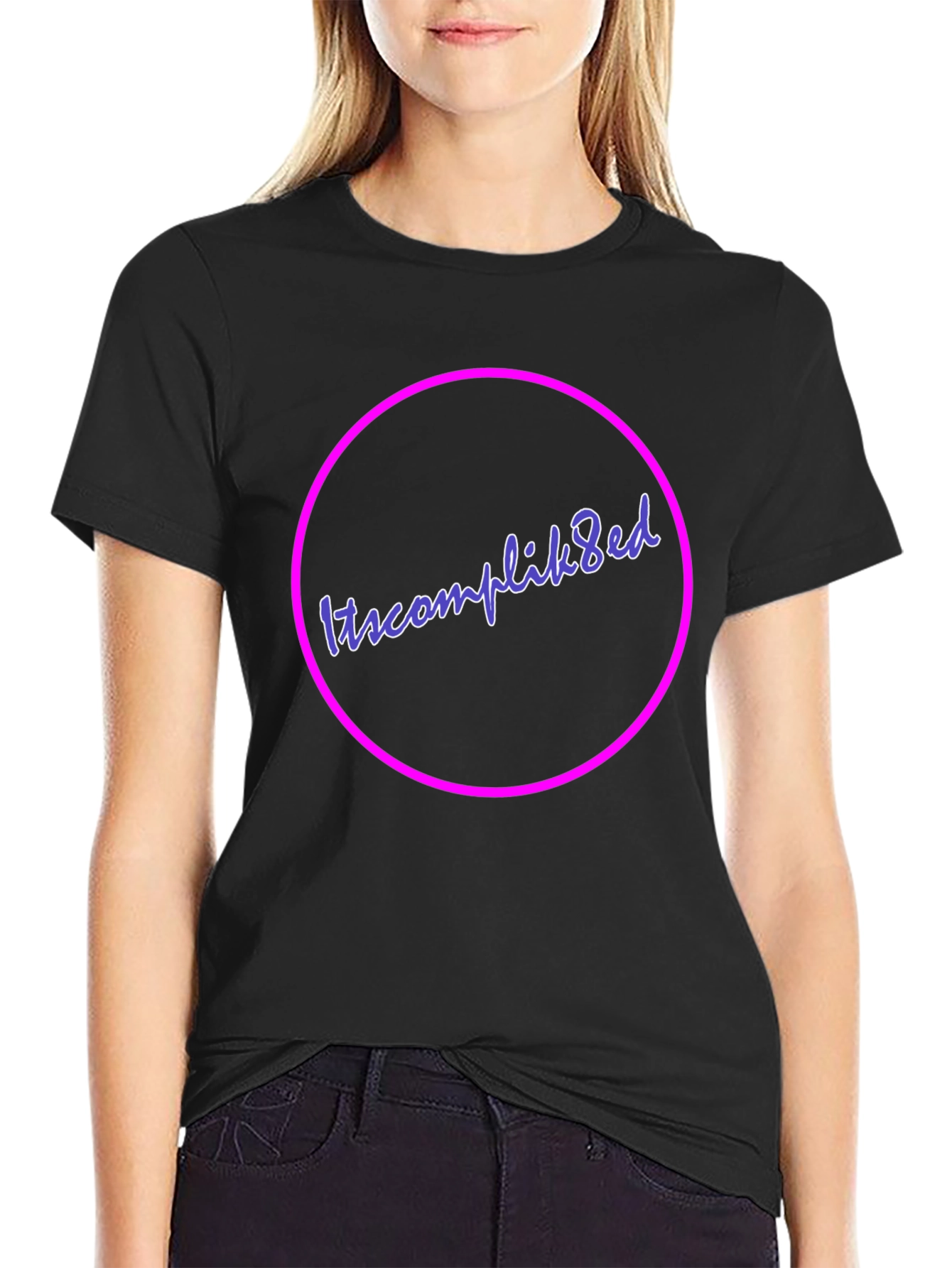 Itscomplik8ed Black Graphic Tee - Casual Wear