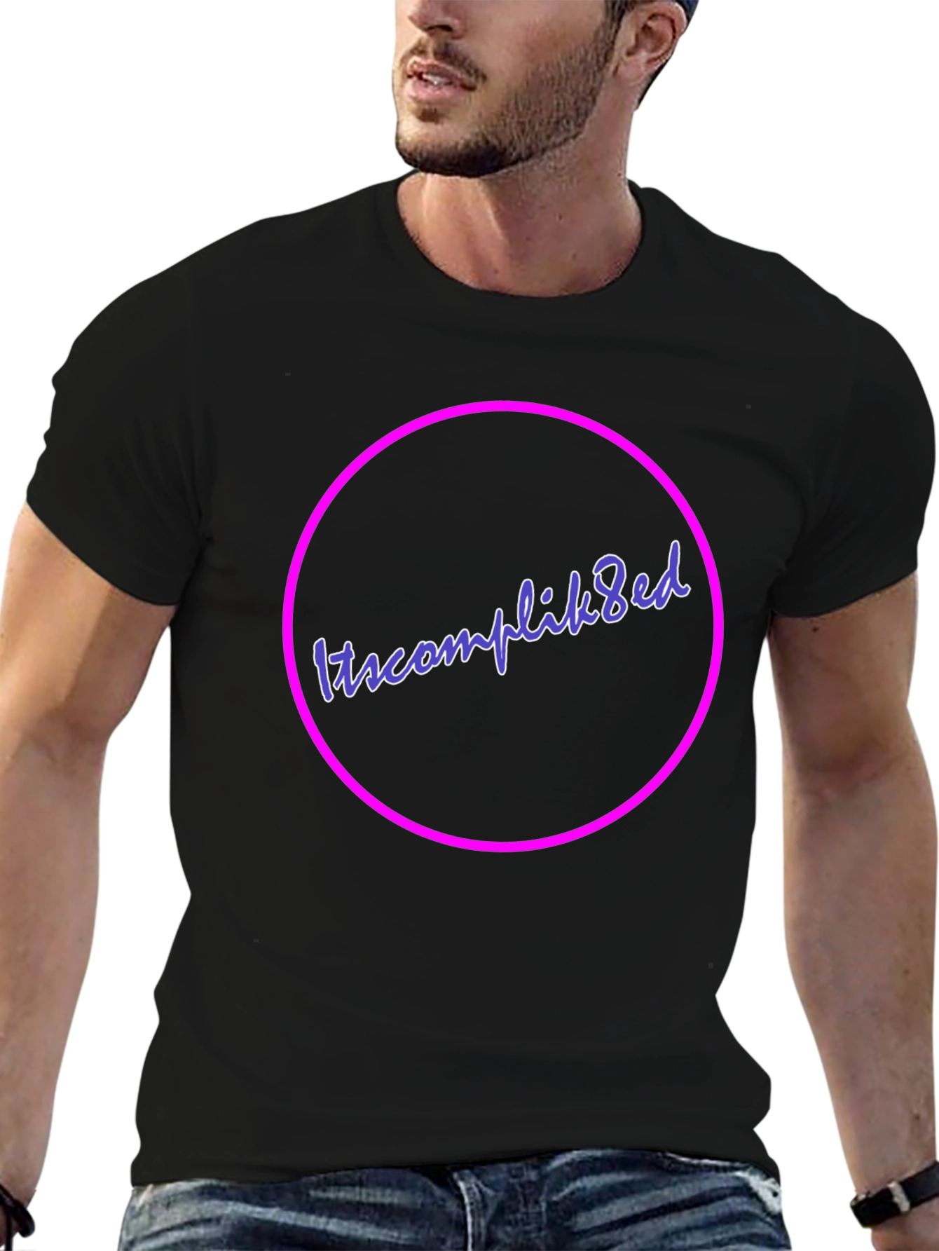 Itscomplik8ed Black Graphic Tee - Casual Wear
