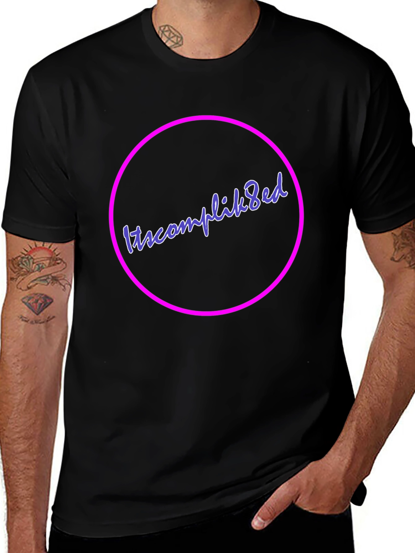 Itscomplik8ed Black Graphic Tee - Casual Wear