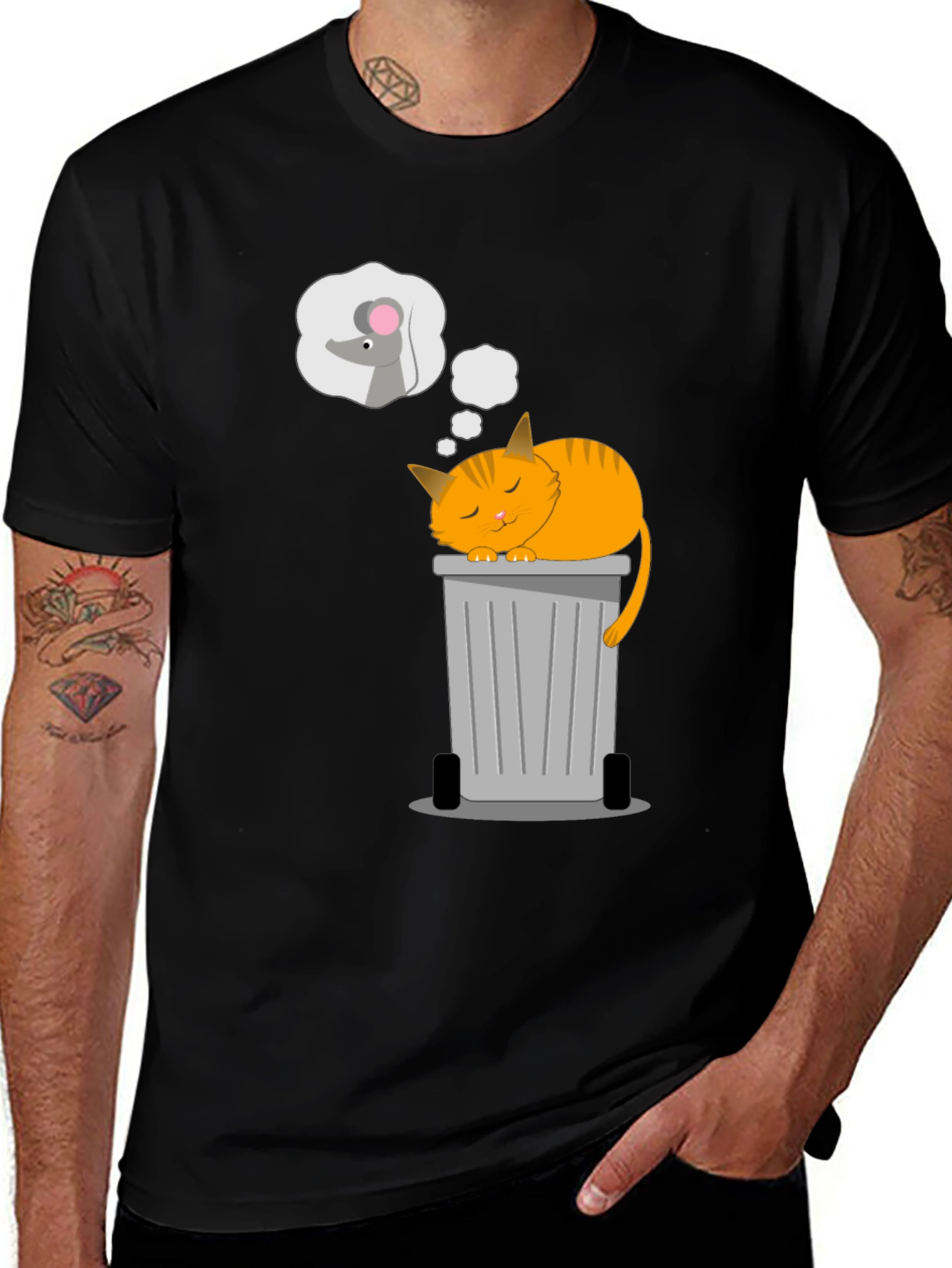 Cat Nap T-Shirt: Sleepy Cat & Mouse Dreams
