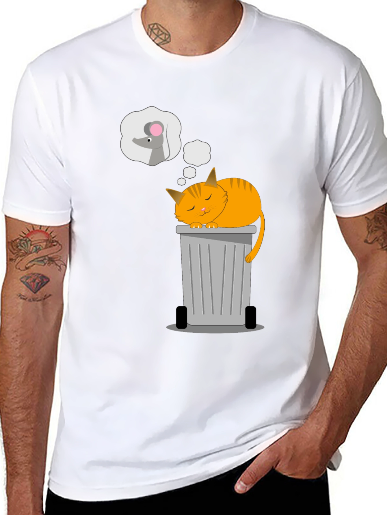 Cat Nap T-Shirt: Sleepy Cat & Mouse Dreams