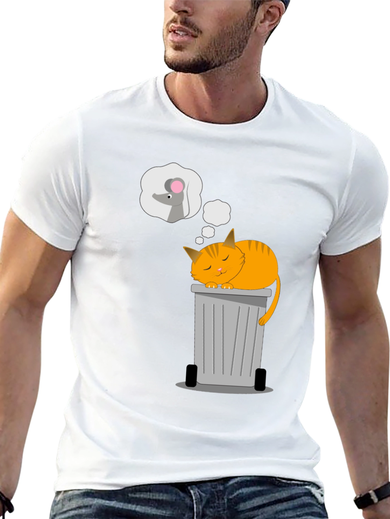 Cat Nap T-Shirt: Sleepy Cat & Mouse Dreams