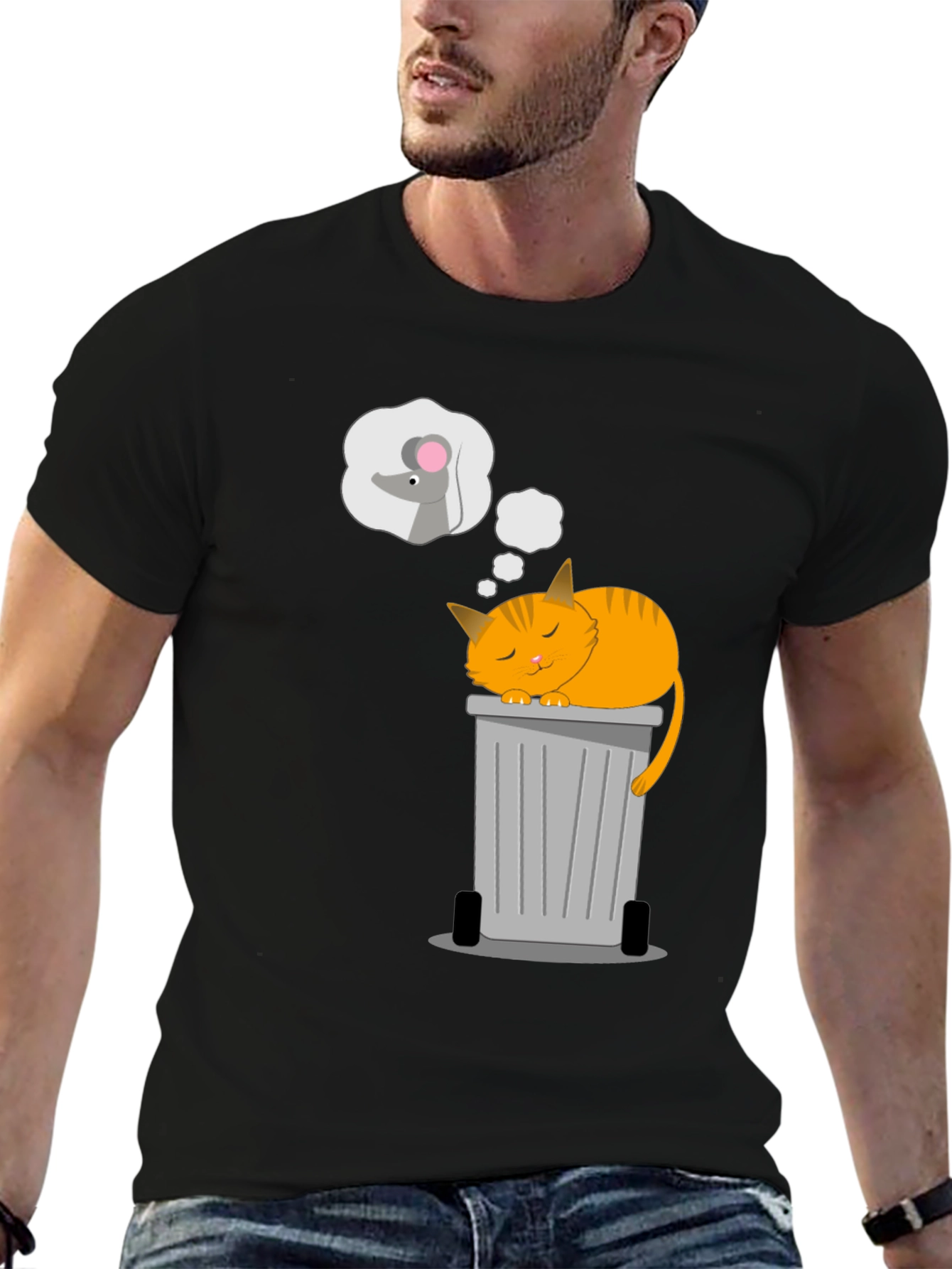 Cat Nap T-Shirt: Sleepy Cat & Mouse Dreams