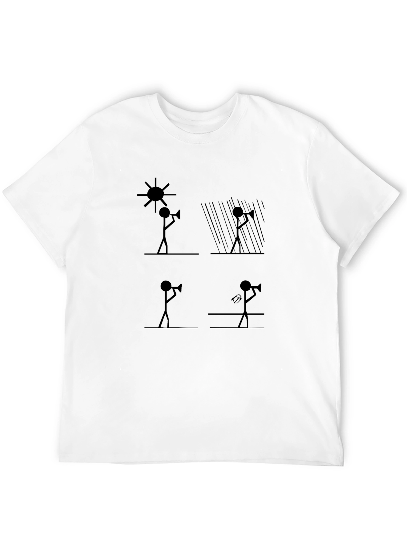 Stick Figure Weather Trumpet T-Shirt