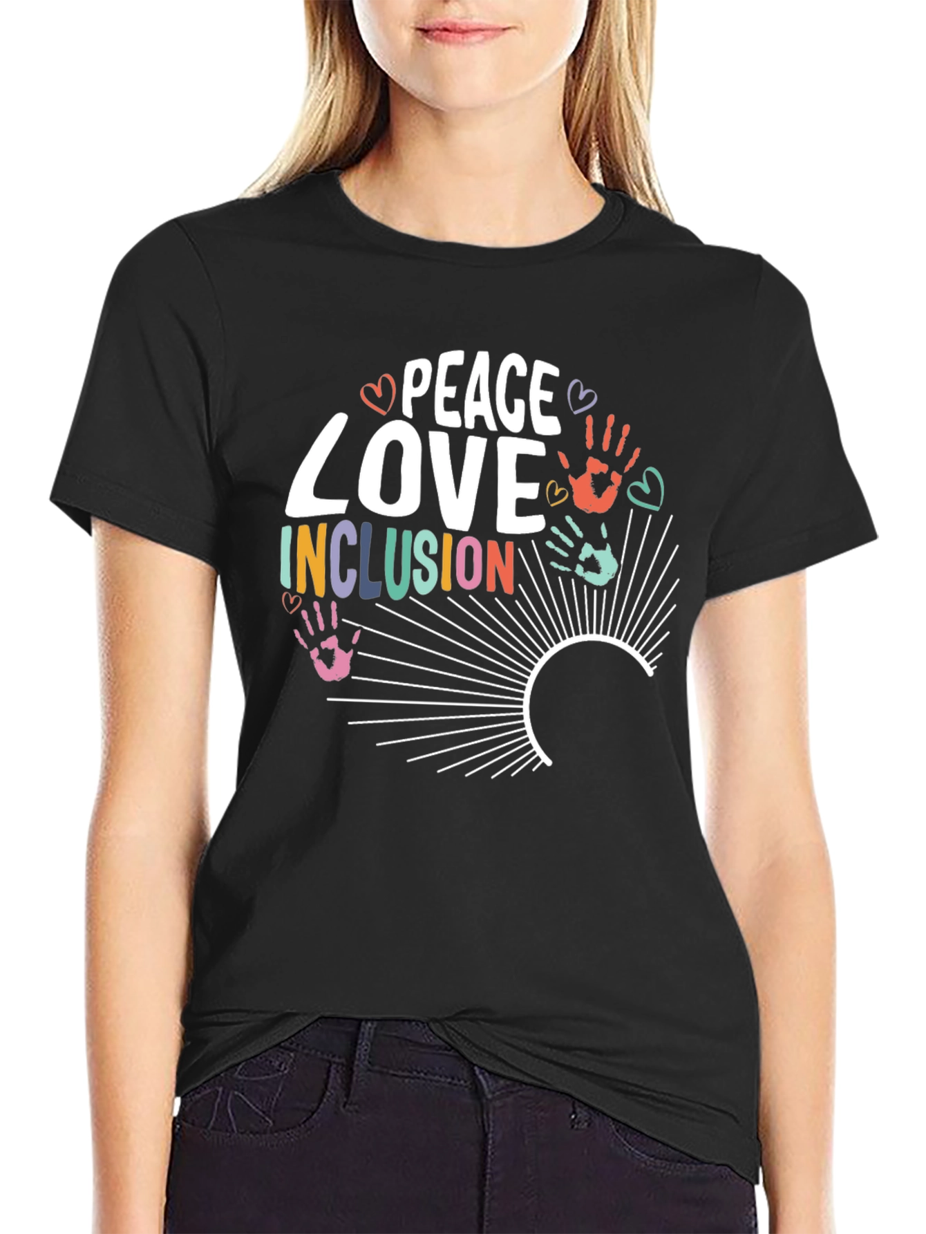 Peace Love Inclusion Graphic T-Shirt
