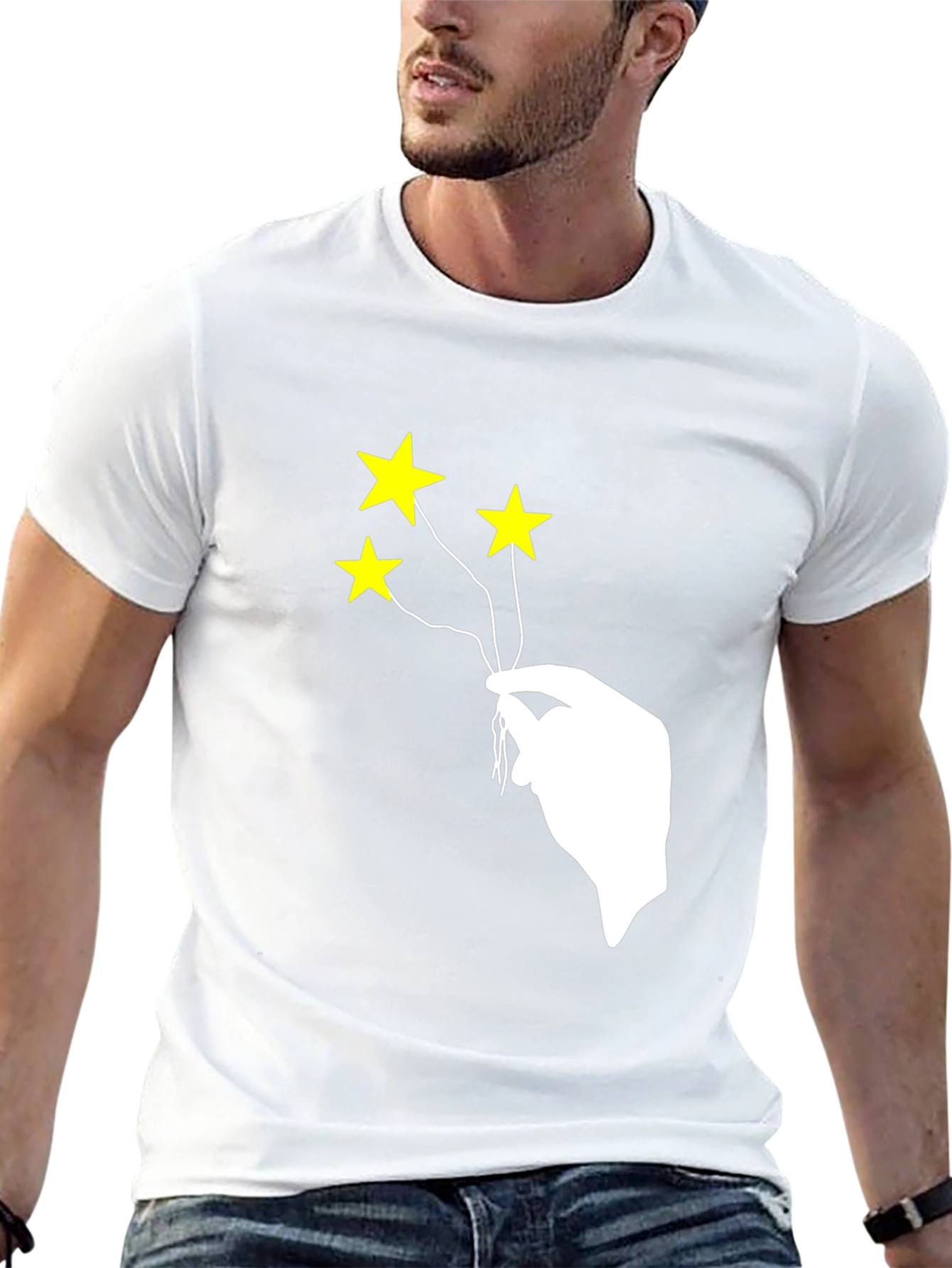 Stars in Hand Graphic T-Shirt - Black
