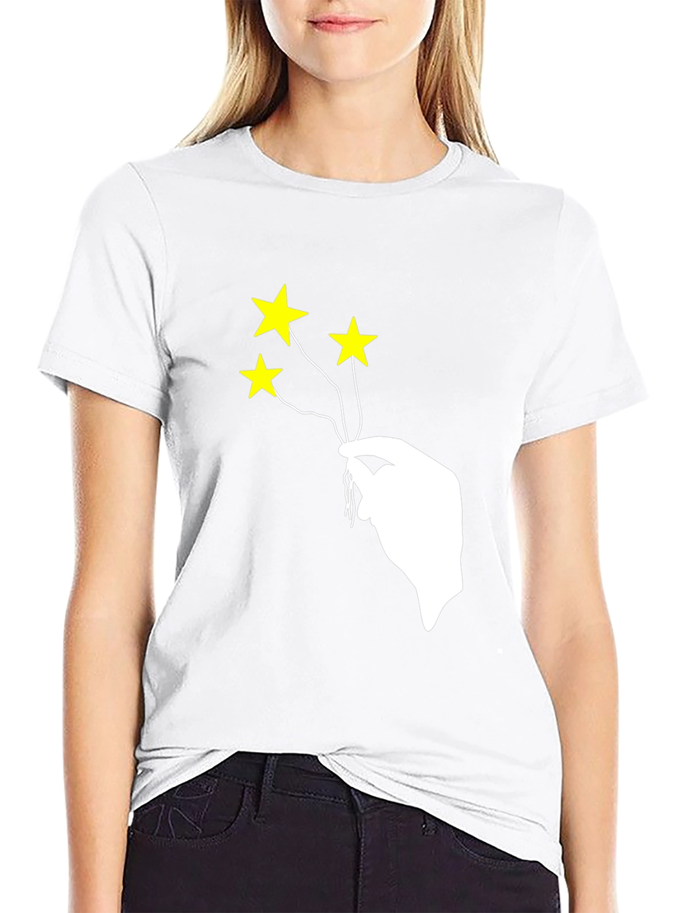 Stars in Hand Graphic T-Shirt - Black