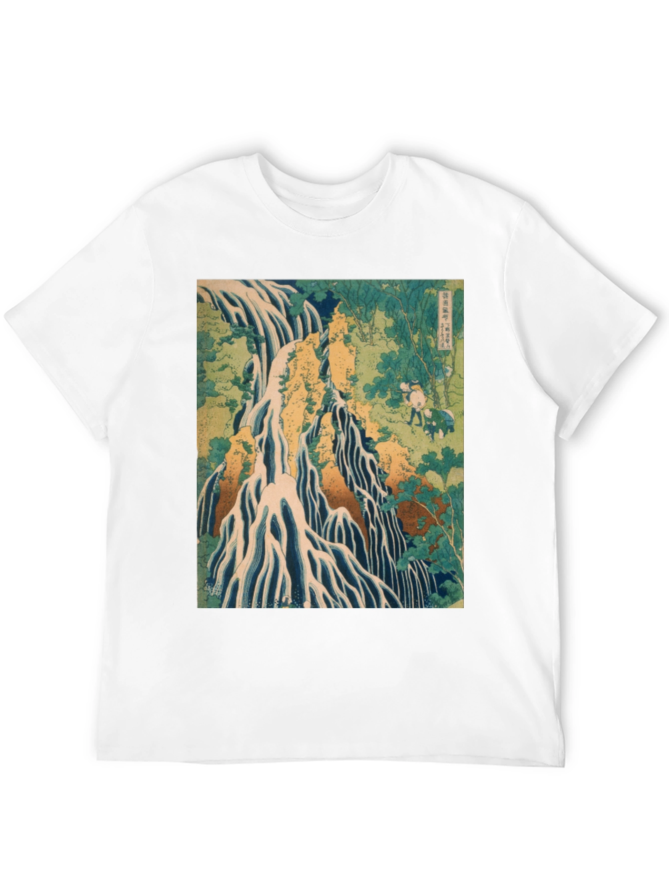 Waterfall Print Black T-Shirt