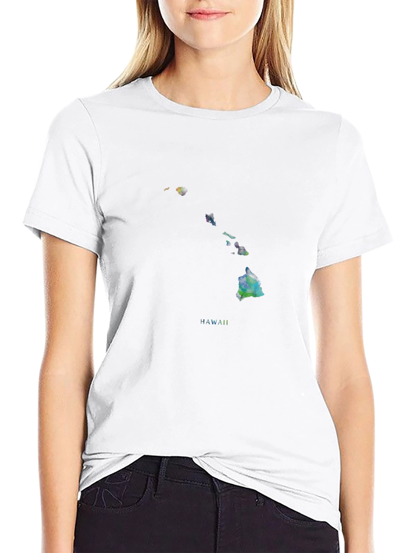 Hawaii Islands Map T-Shirt - Black