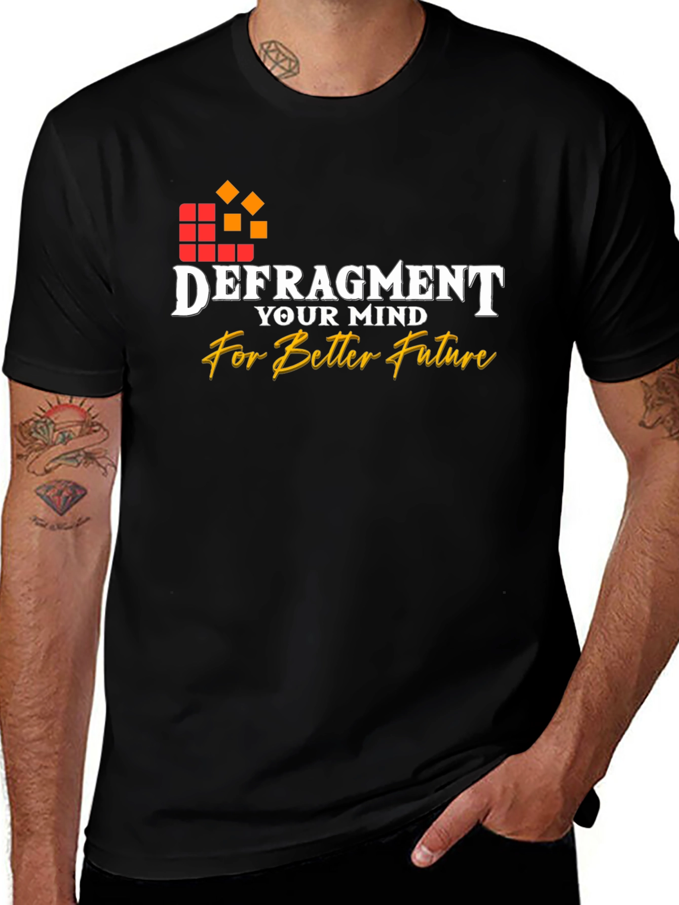 Defragment Your Mind Black Graphic Tee