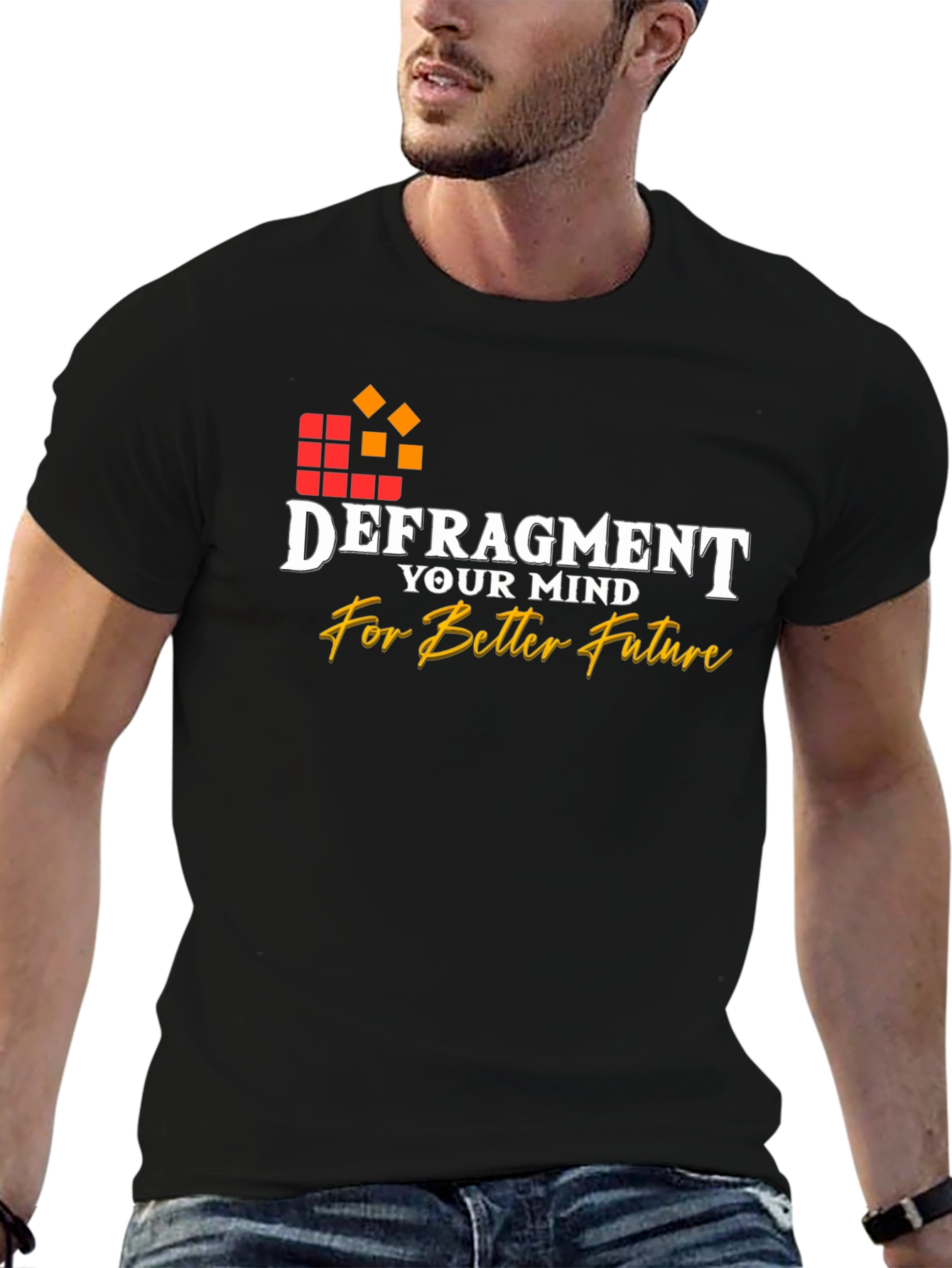Defragment Your Mind Black Graphic Tee