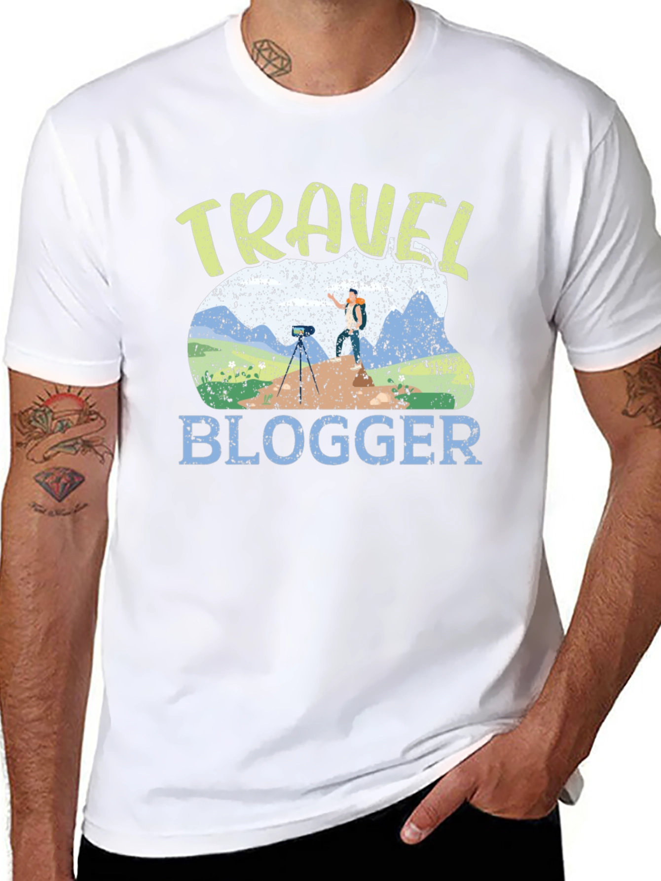 Travel Blogger Graphic Tee - Black Cotton T-Shirt