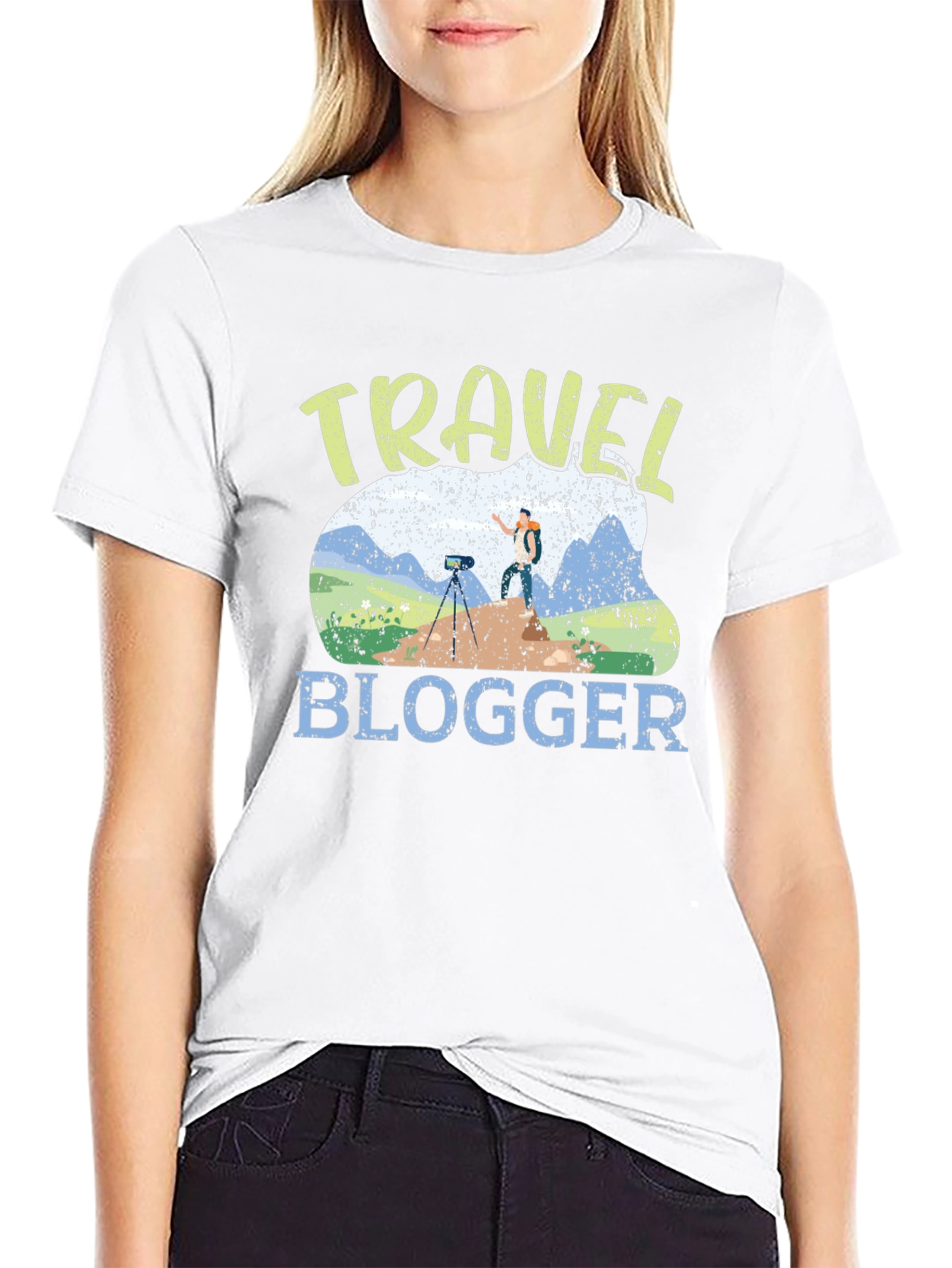 Travel Blogger Graphic Tee - Black Cotton T-Shirt
