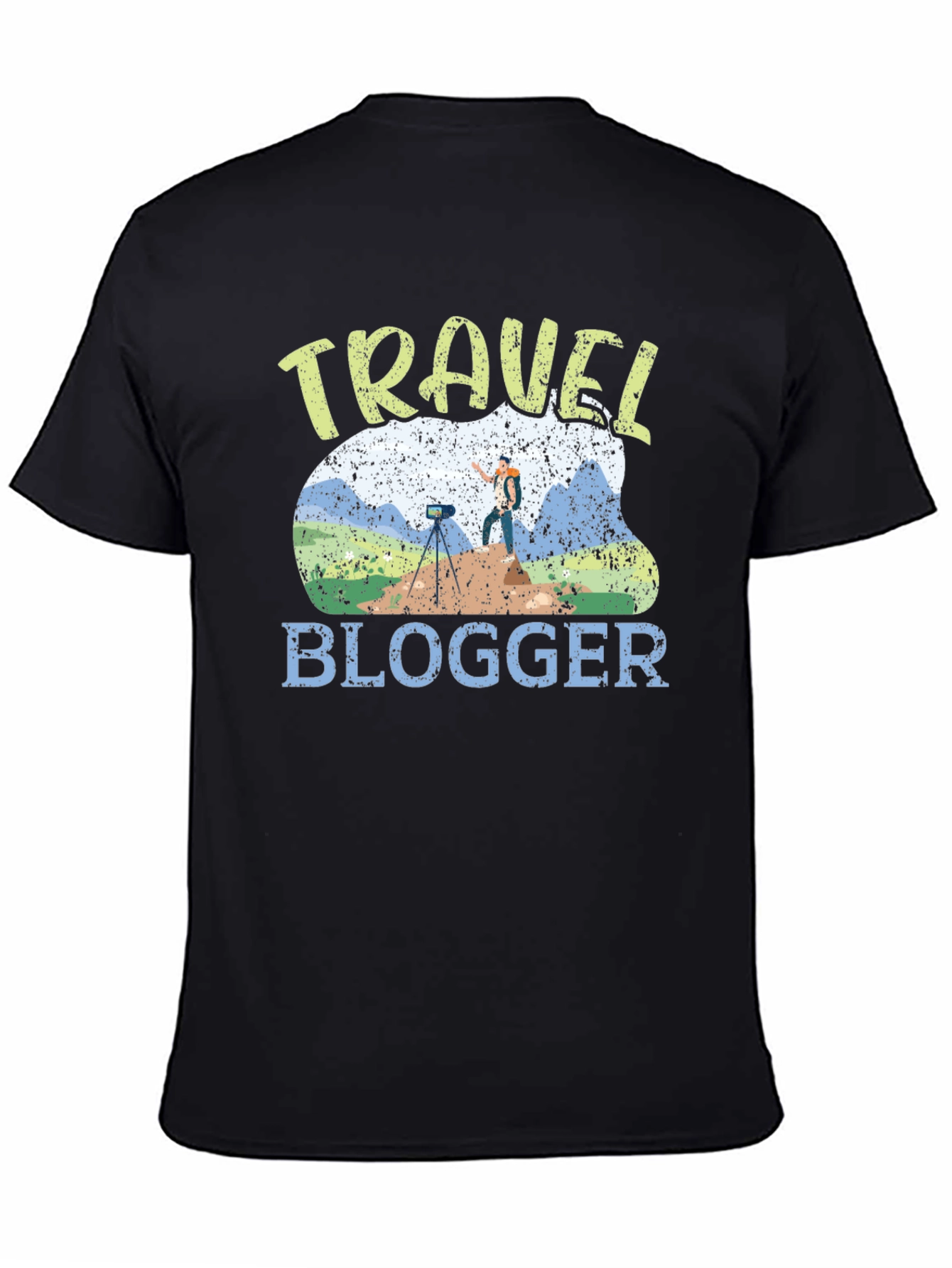 Travel Blogger Graphic Tee - Black Cotton T-Shirt
