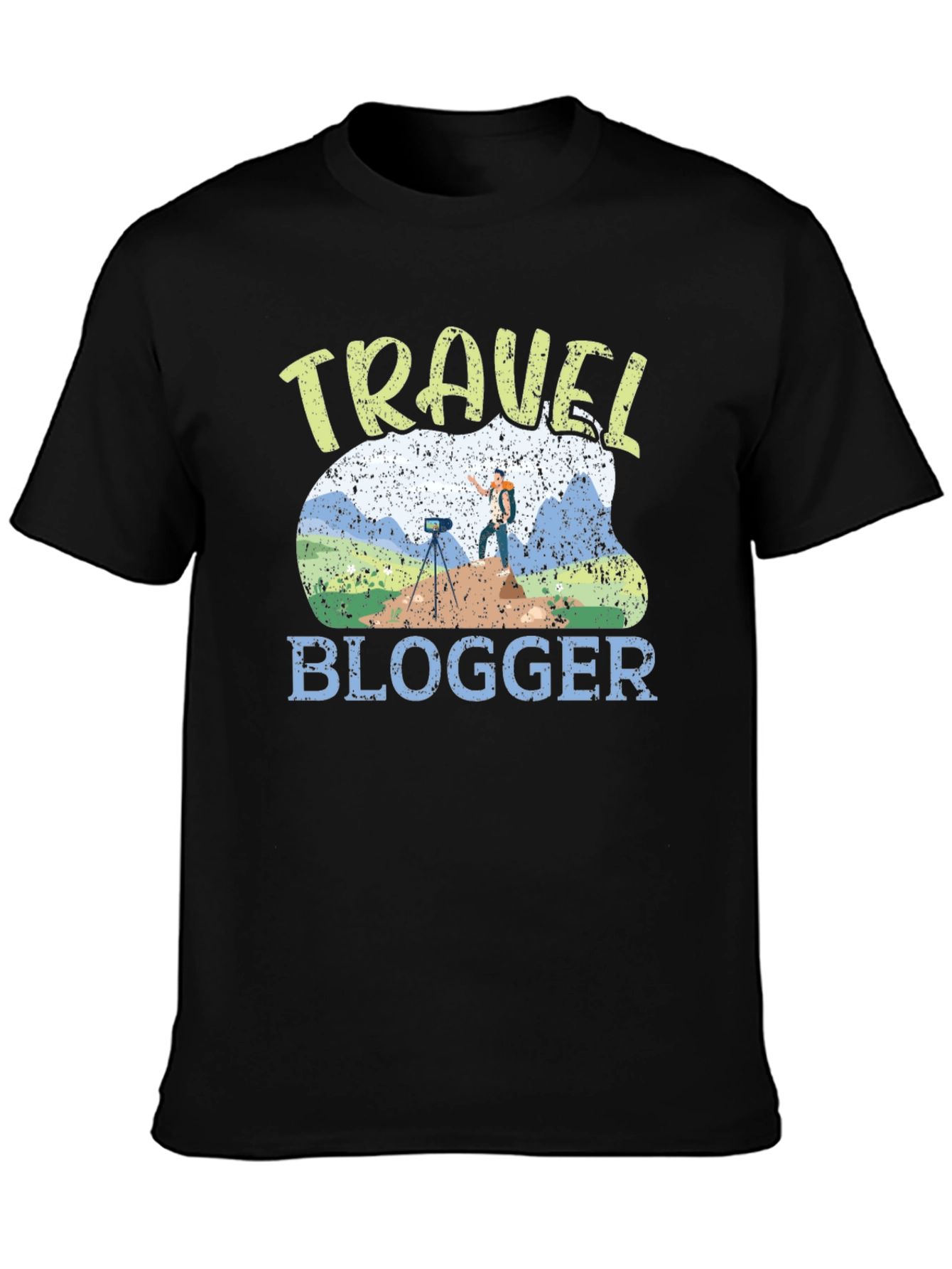 Travel Blogger Graphic Tee - Black Cotton T-Shirt