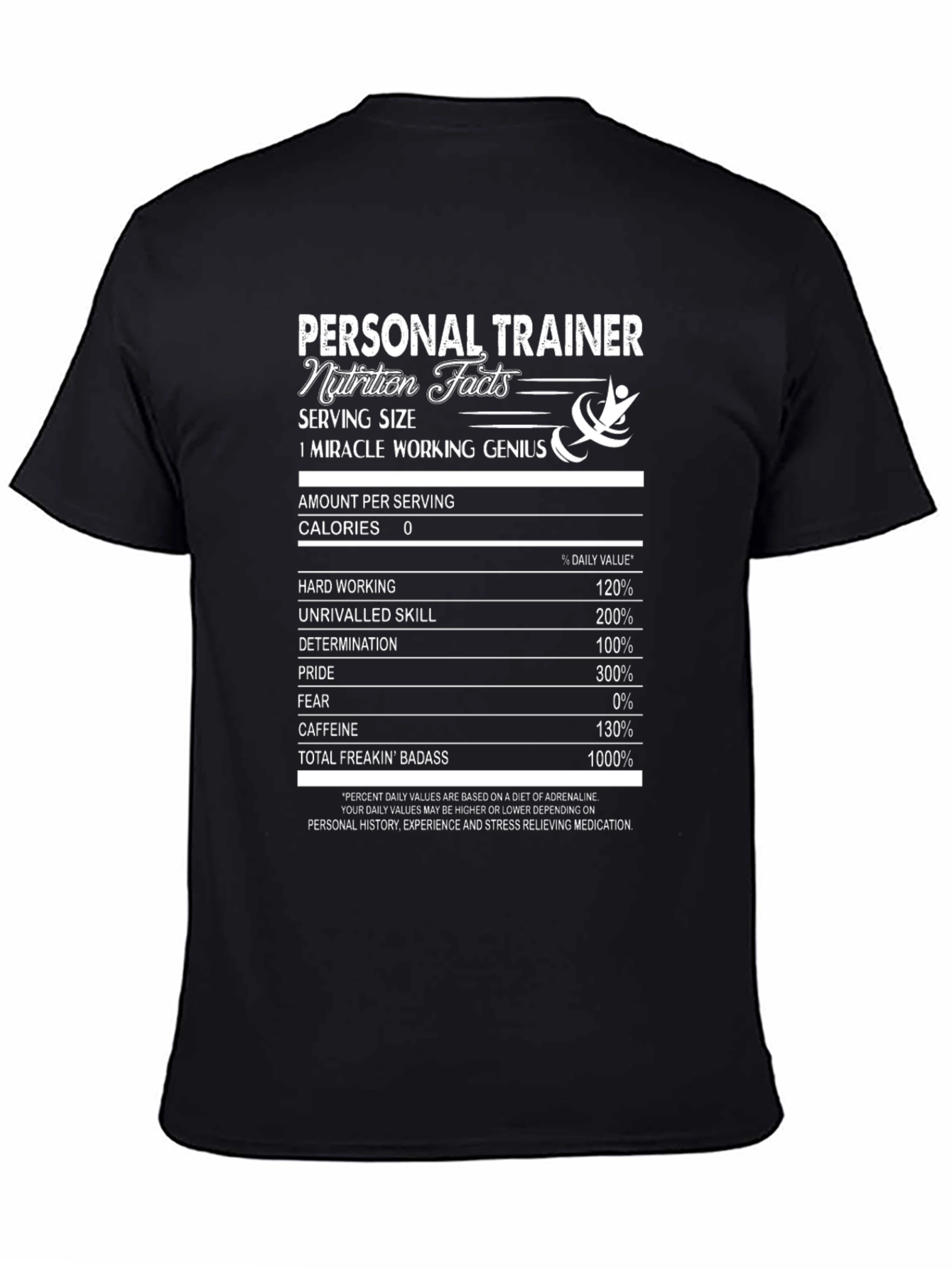 Personal Trainer Nutrition Facts Black T-Shirt