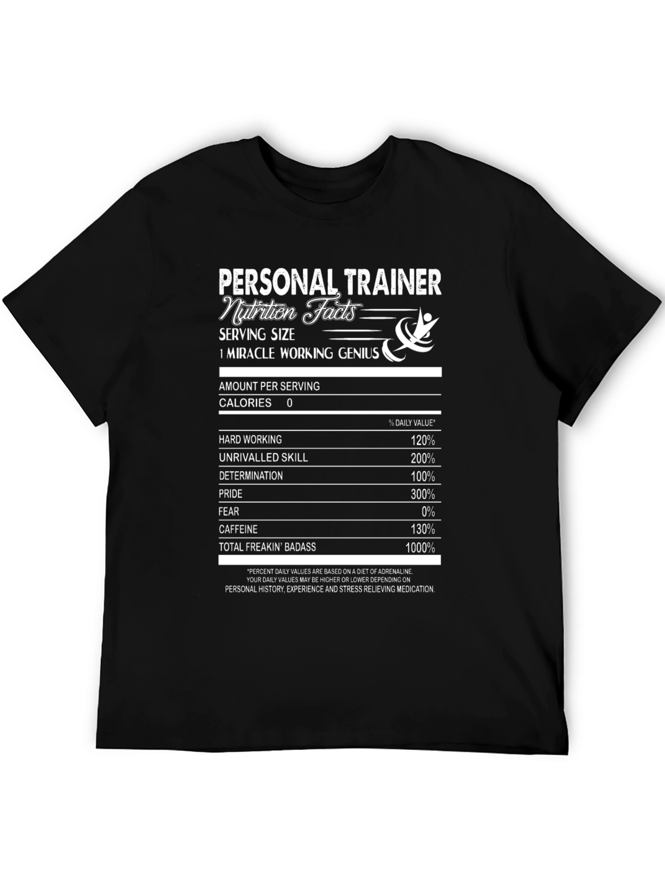 Personal Trainer Nutrition Facts Black T-Shirt