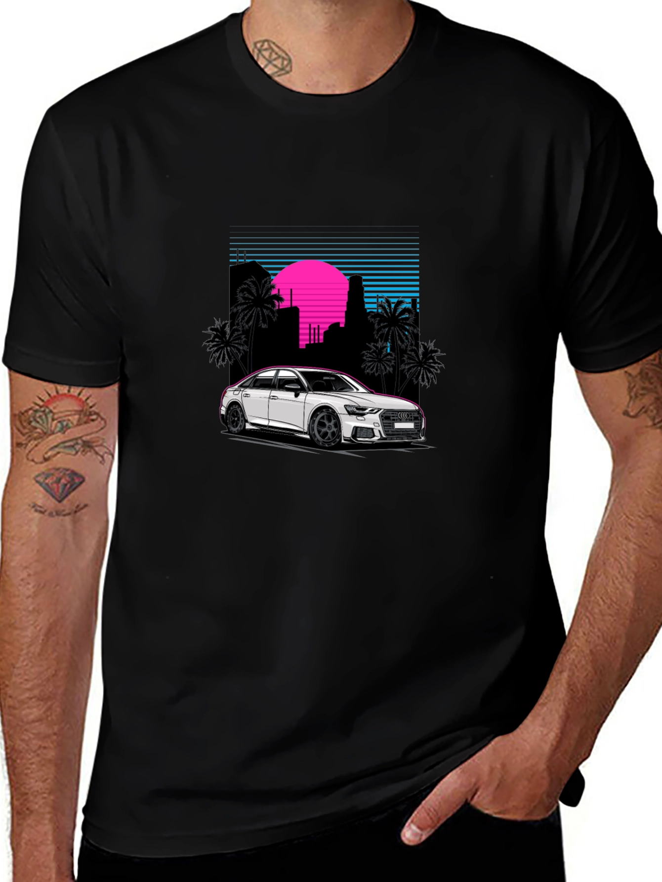 Retro Style Car Graphic Black T-Shirt