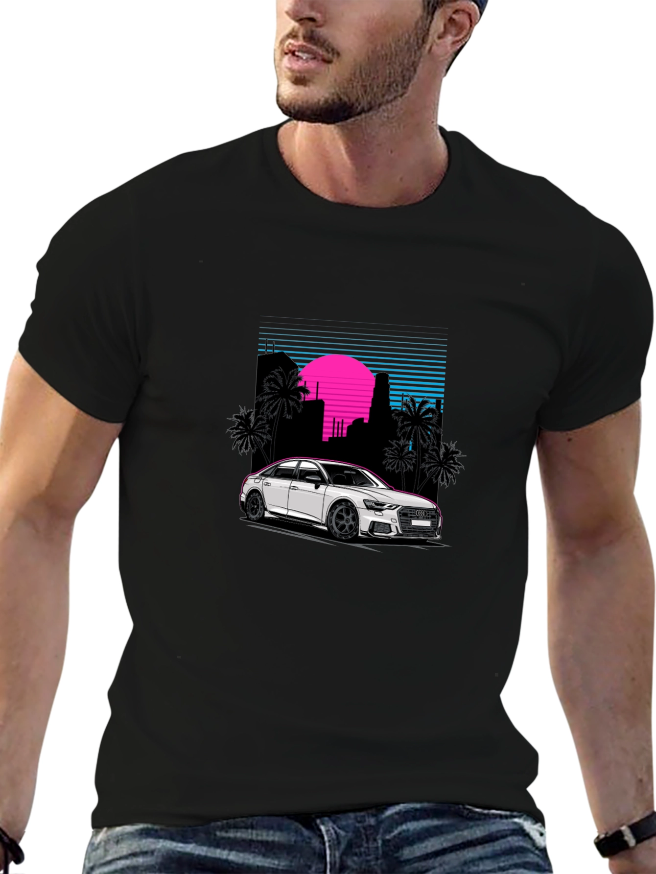 Retro Style Car Graphic Black T-Shirt