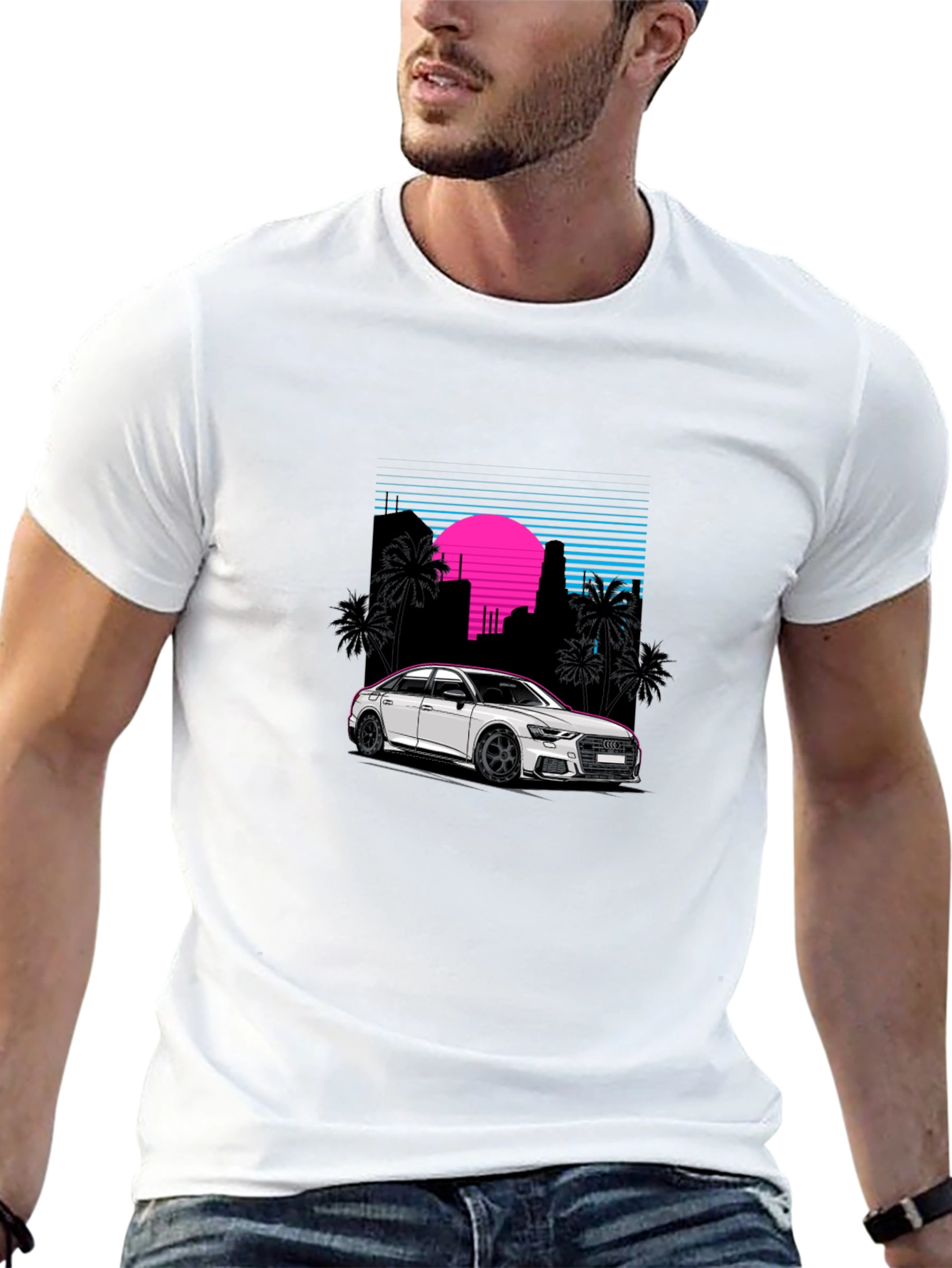 Retro Style Car Graphic Black T-Shirt