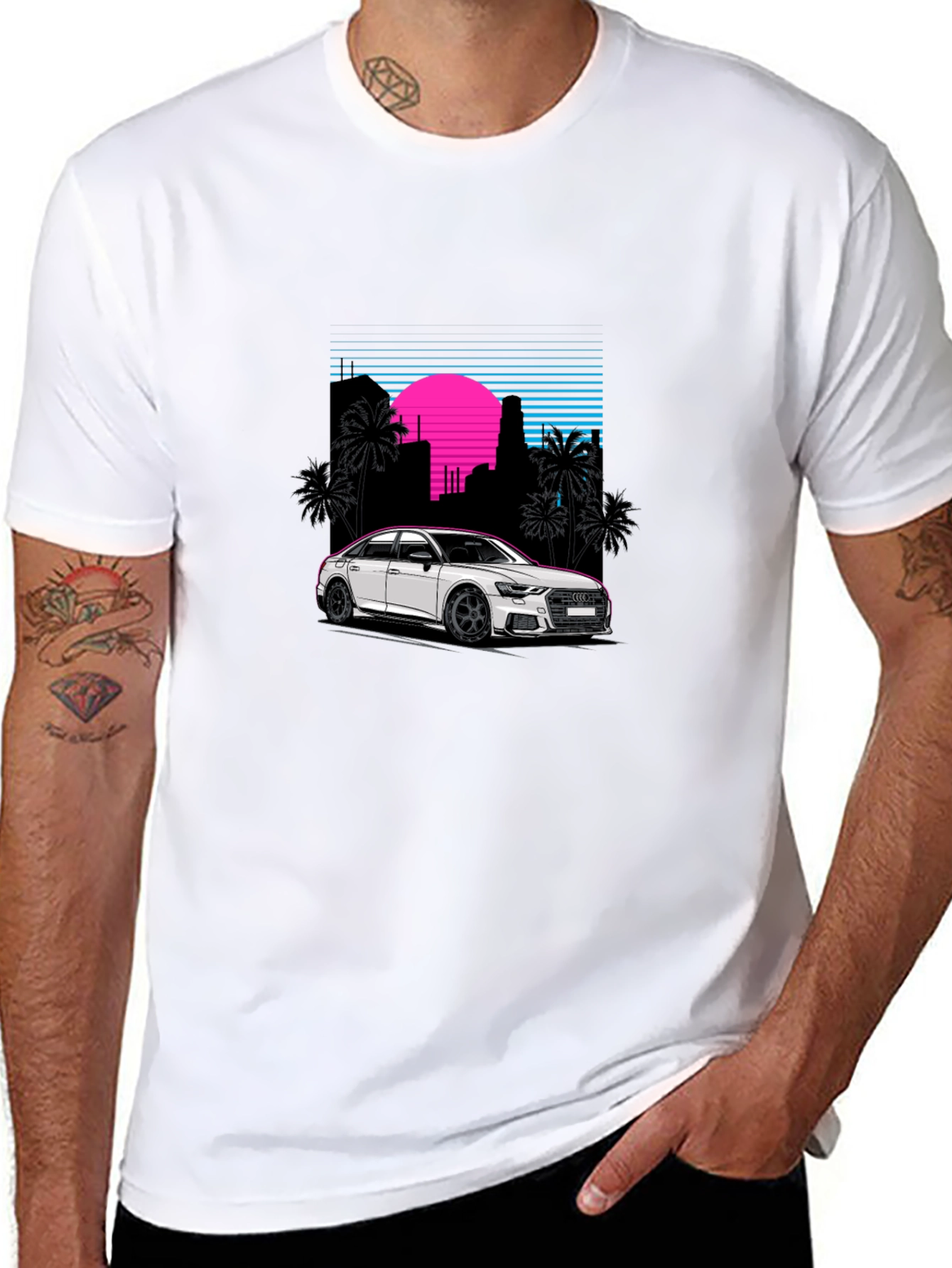 Retro Style Car Graphic Black T-Shirt
