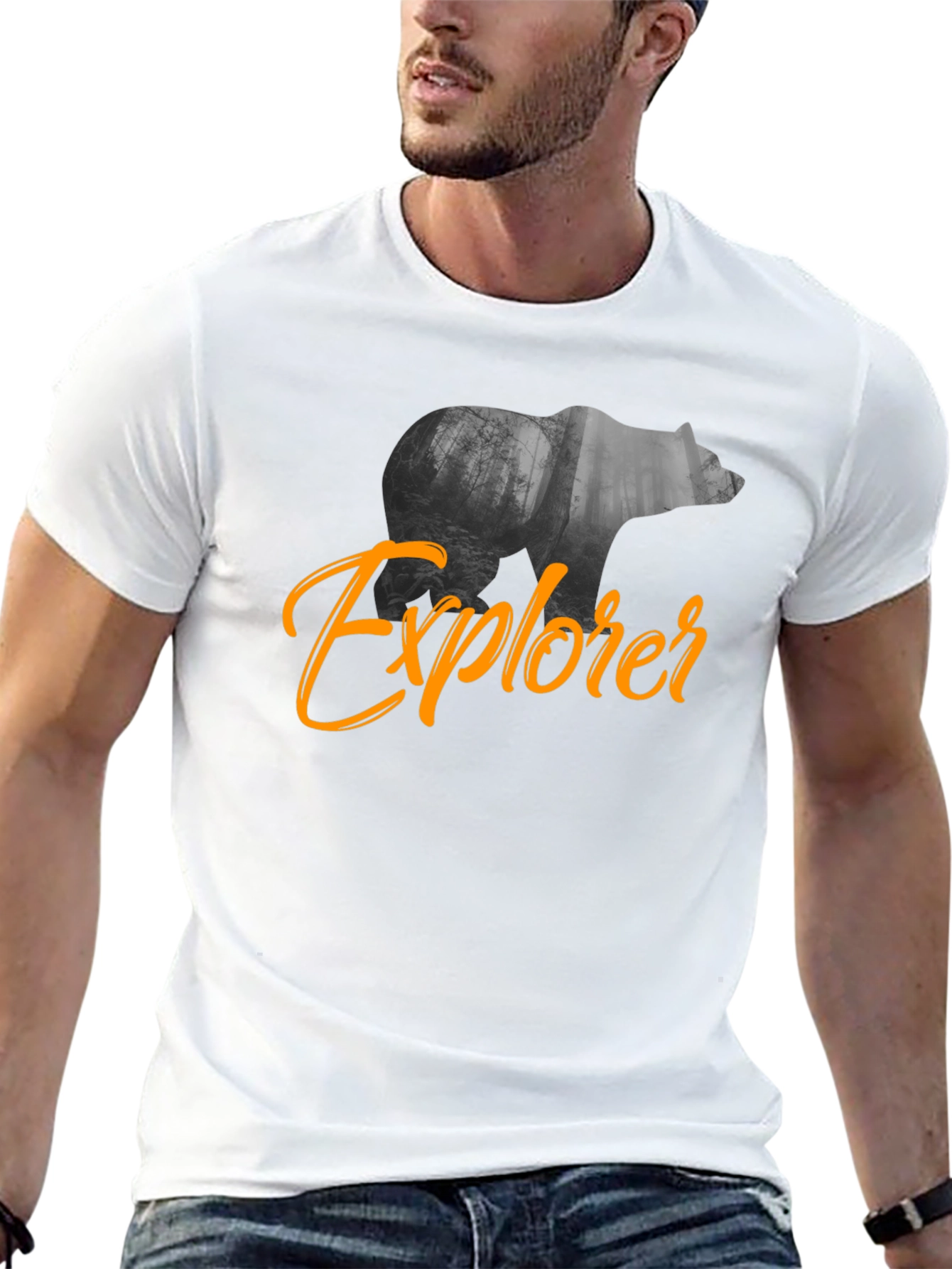 Explorer Bear Graphic Black T-Shirt