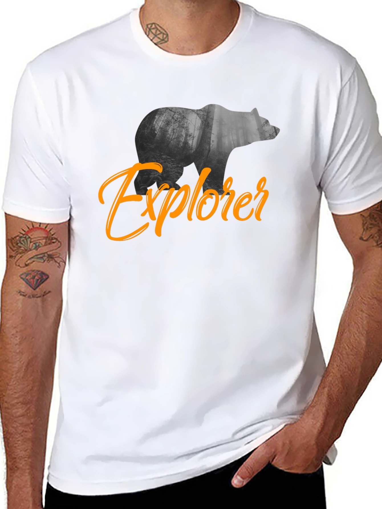 Explorer Bear Graphic Black T-Shirt
