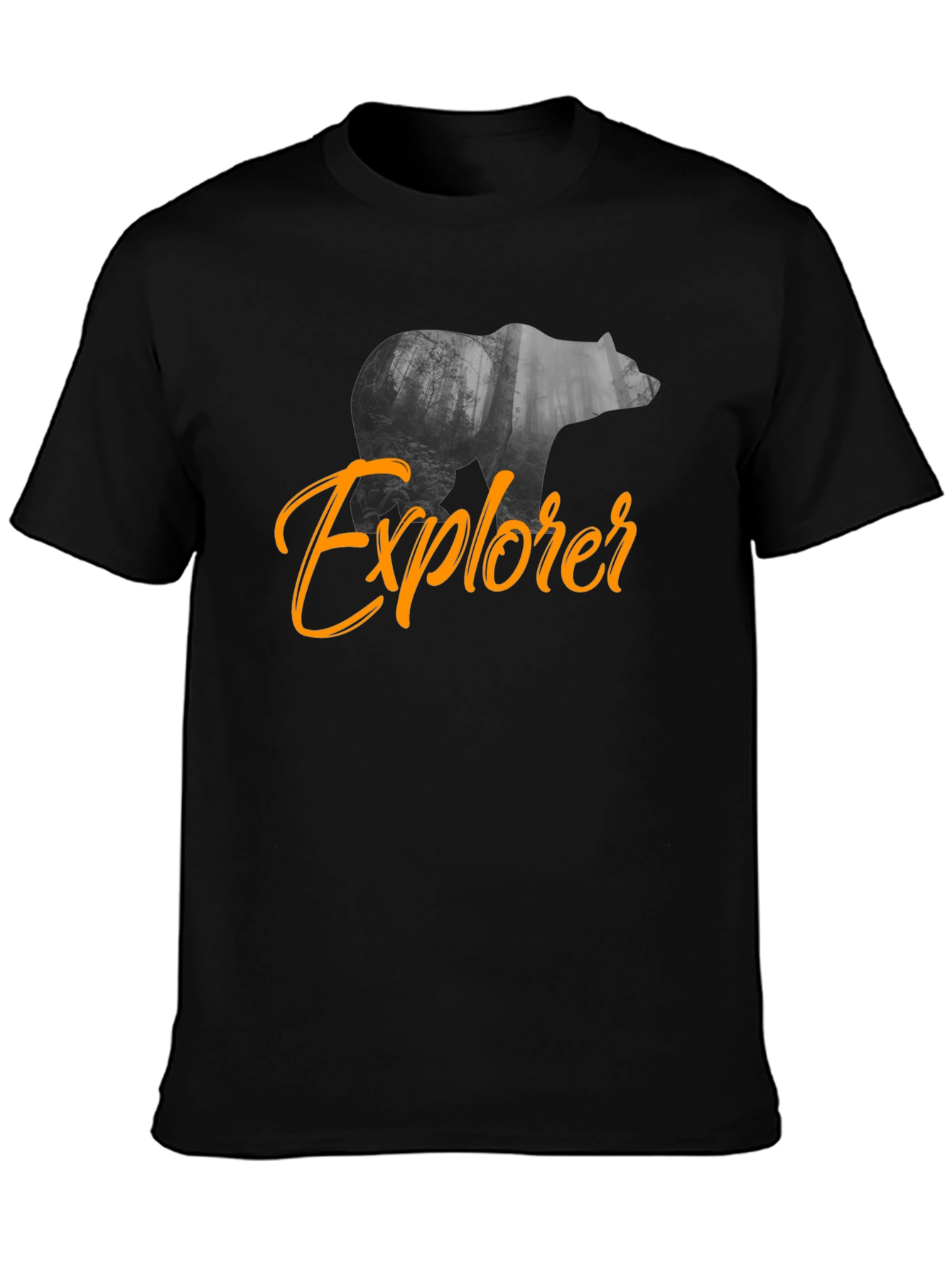 Explorer Bear Graphic Black T-Shirt