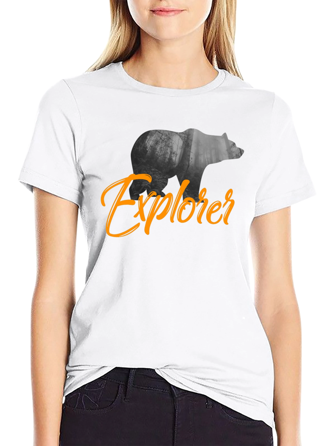 Explorer Bear Graphic Black T-Shirt