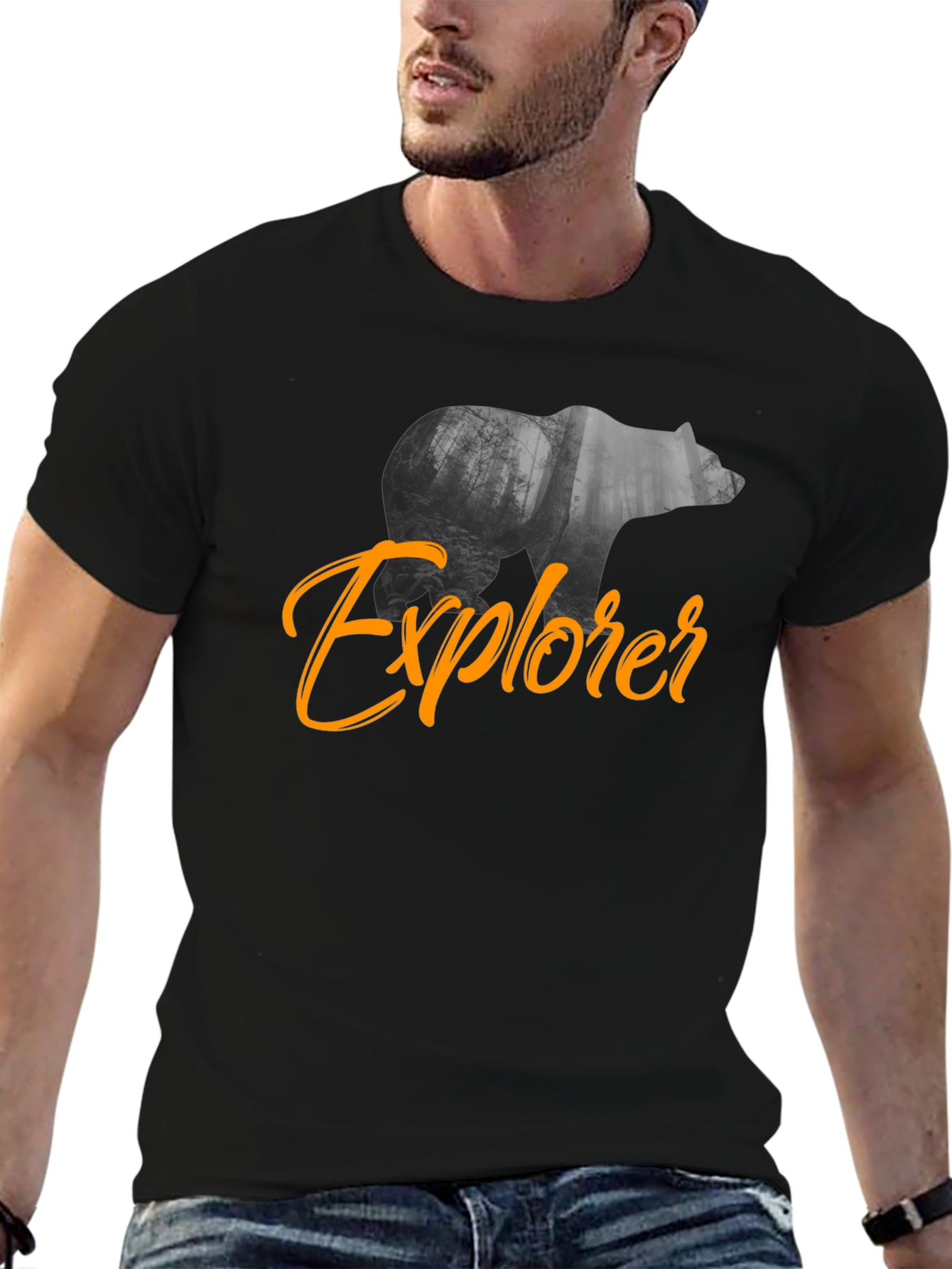 Explorer Bear Graphic Black T-Shirt