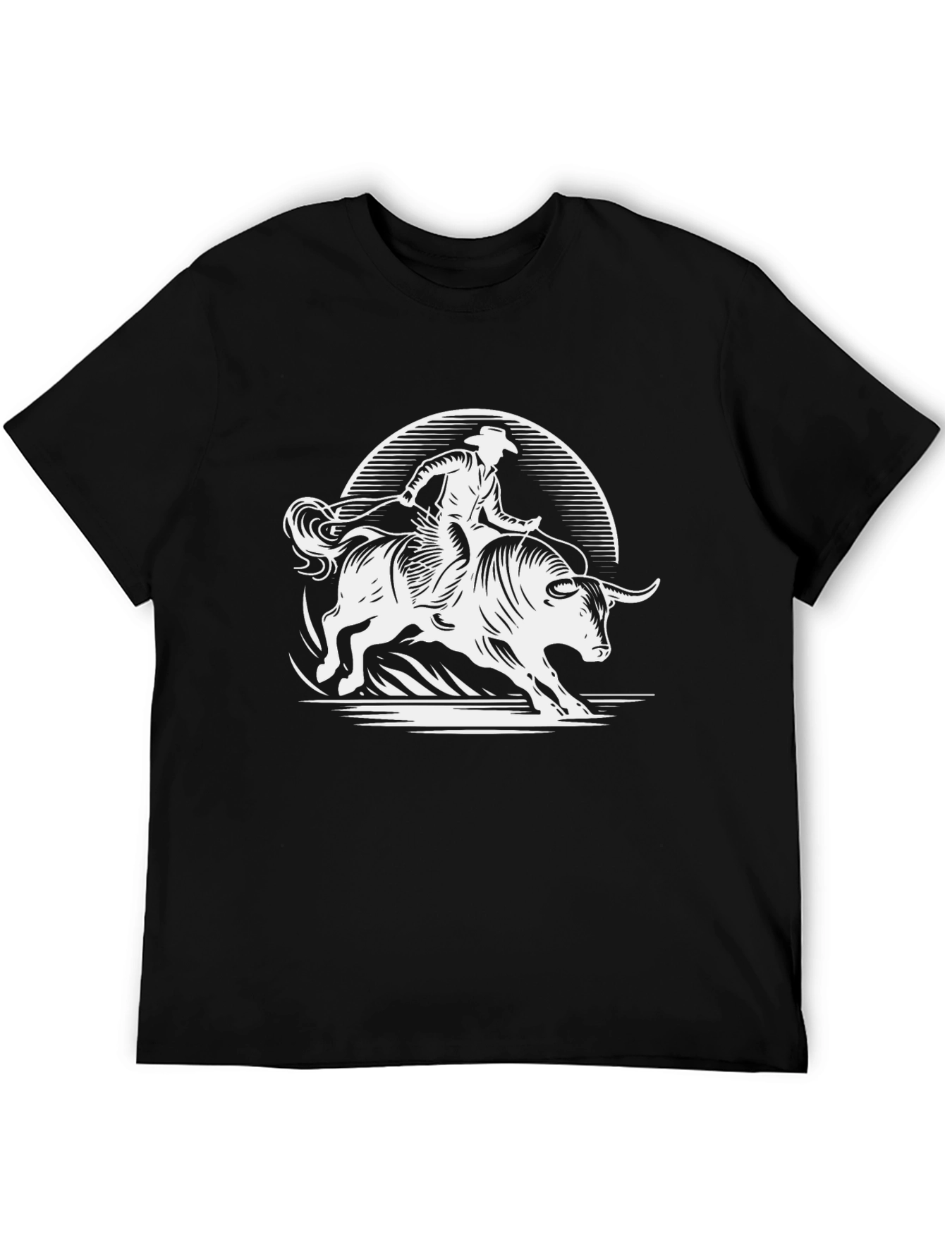 Cowboy Bull Riding Graphic Tee - Black