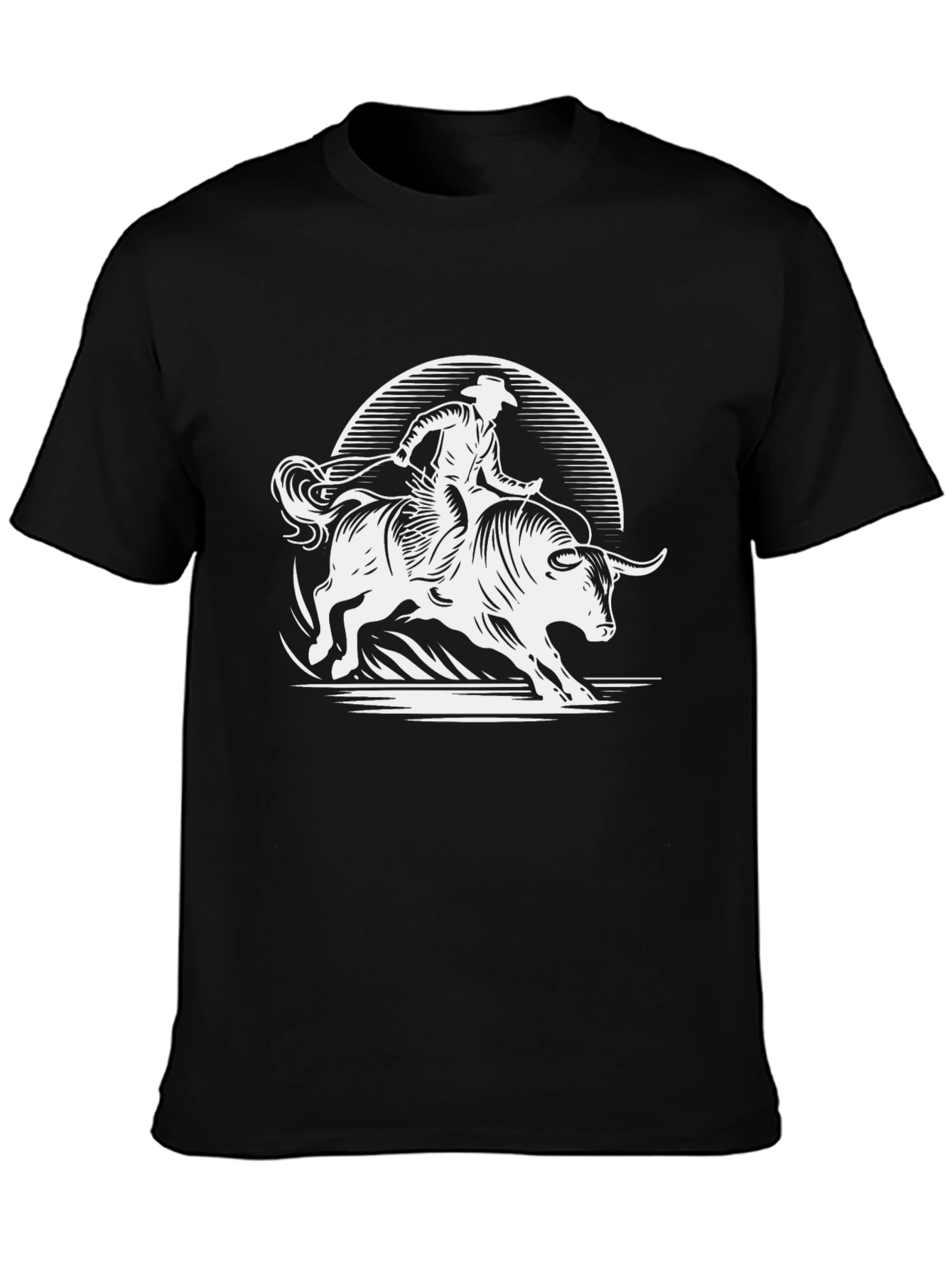 Cowboy Bull Riding Graphic Tee - Black