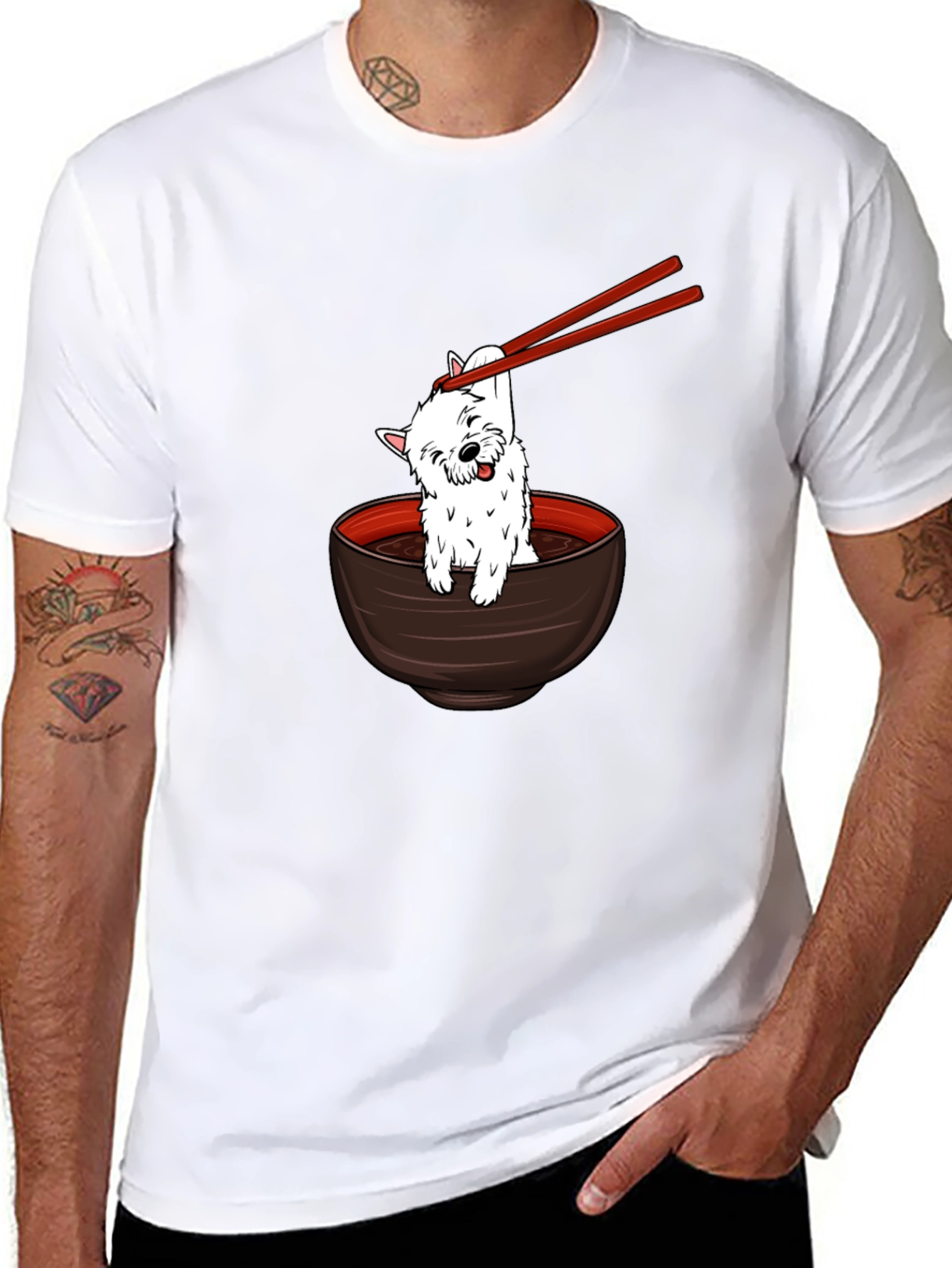 Cute Dog Ramen Bowl Graphic Tee