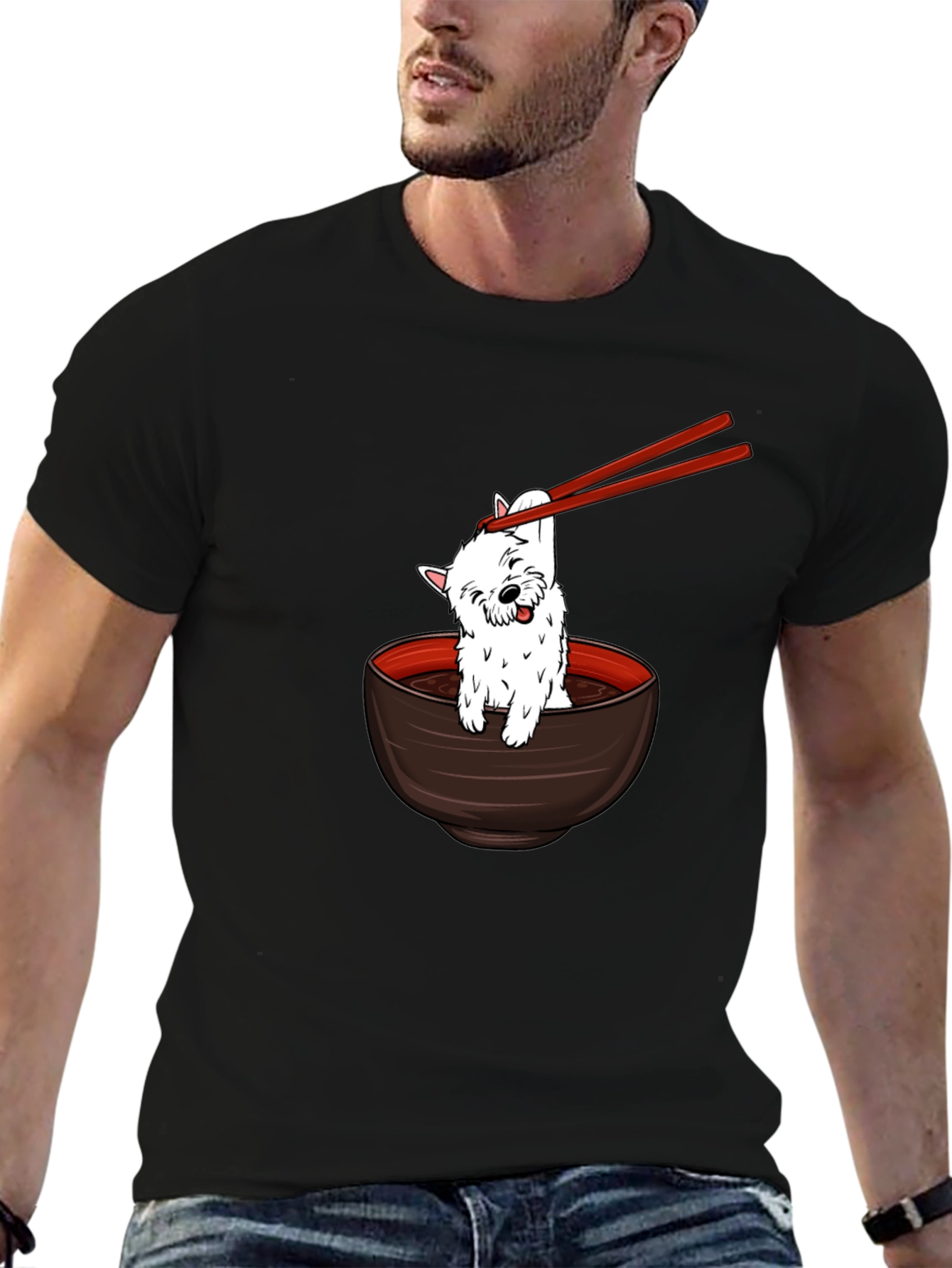 Cute Dog Ramen Bowl Graphic Tee